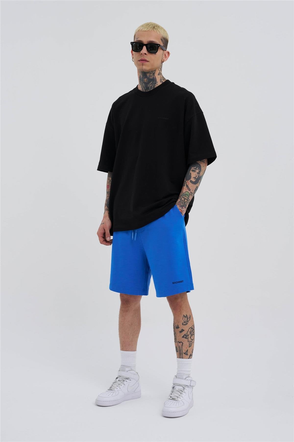 Erkek Basic Oversize Şort Açık Mavi