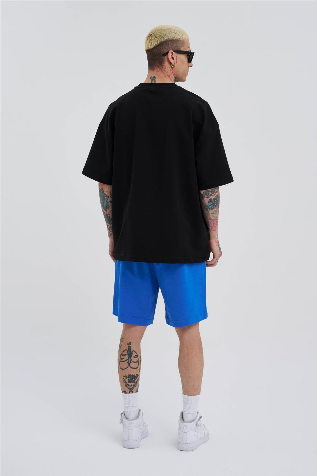 Erkek Basic Oversize Şort Açık Mavi