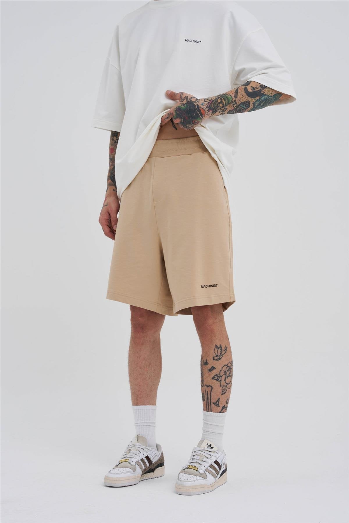 Erkek Basic Oversize Şort Bej