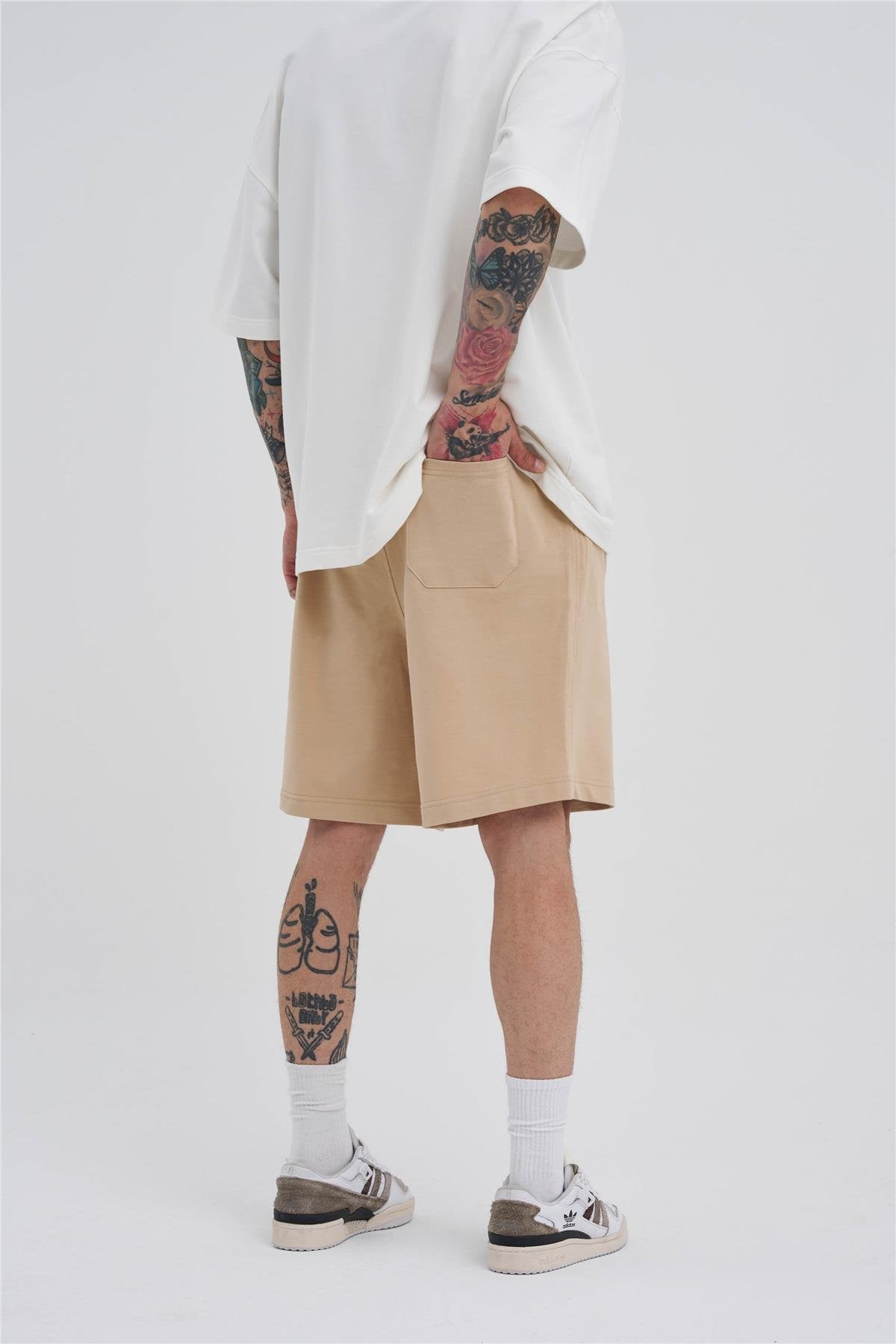 Erkek Basic Oversize Şort Bej