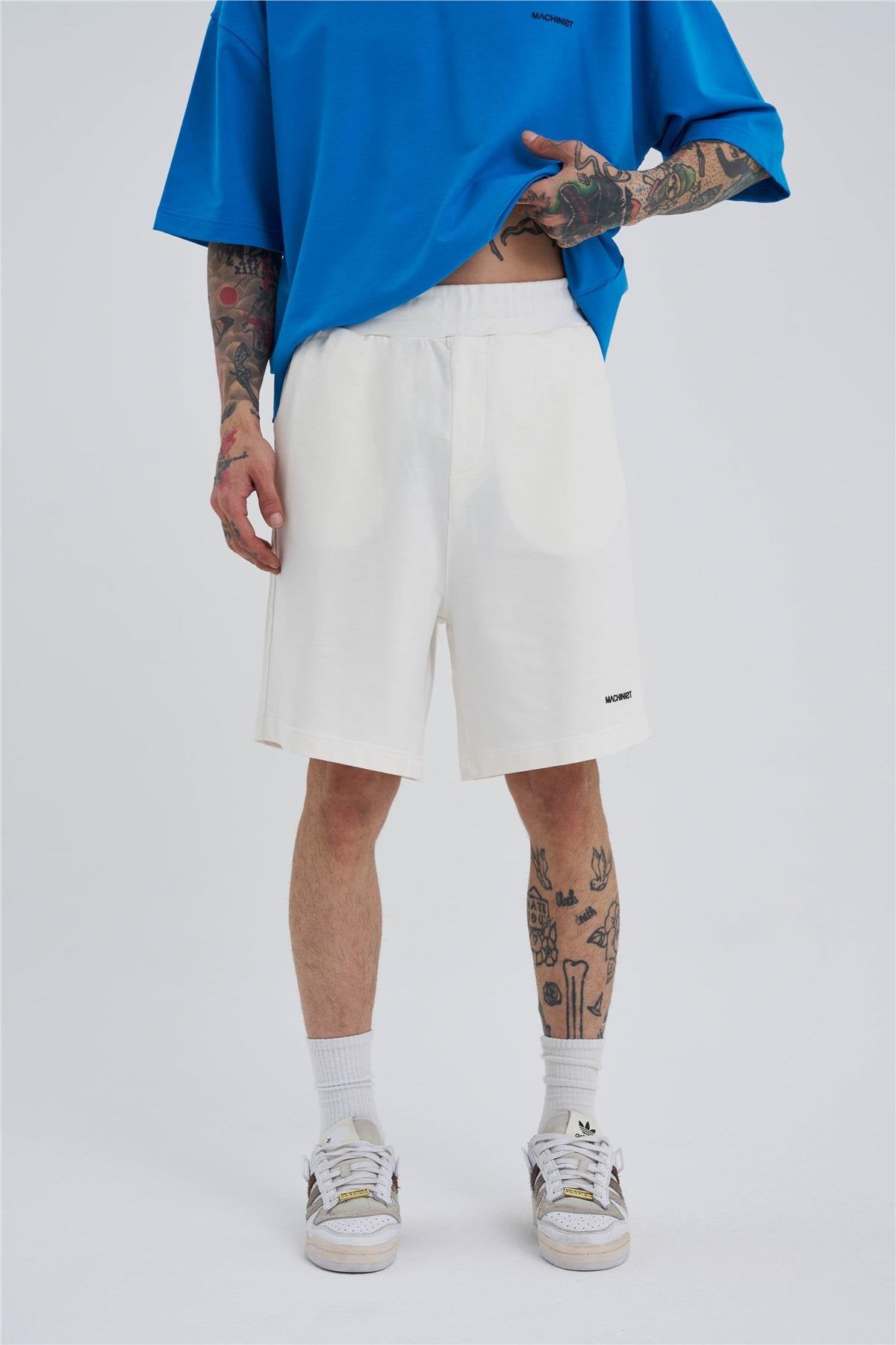 Erkek Basic Oversize Şort Ekru