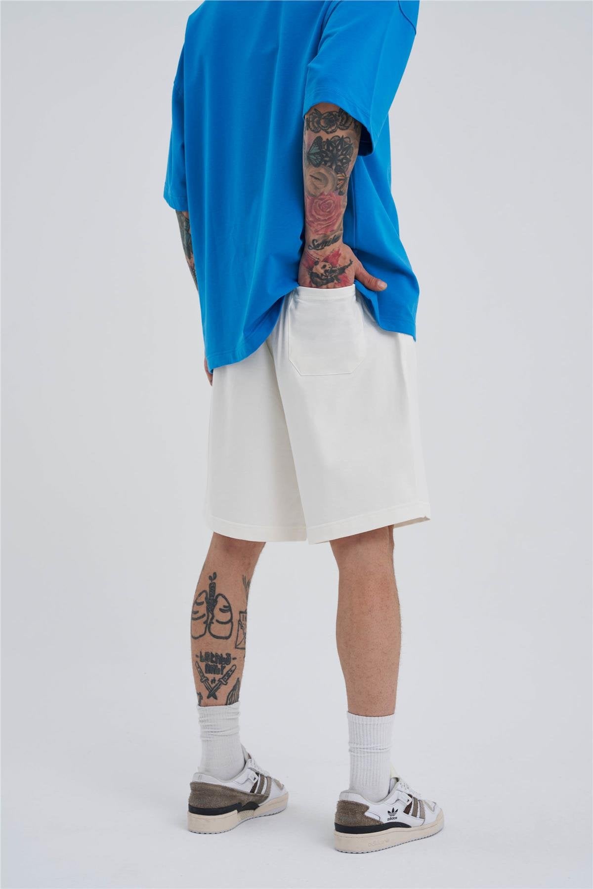 Erkek Basic Oversize Şort Ekru