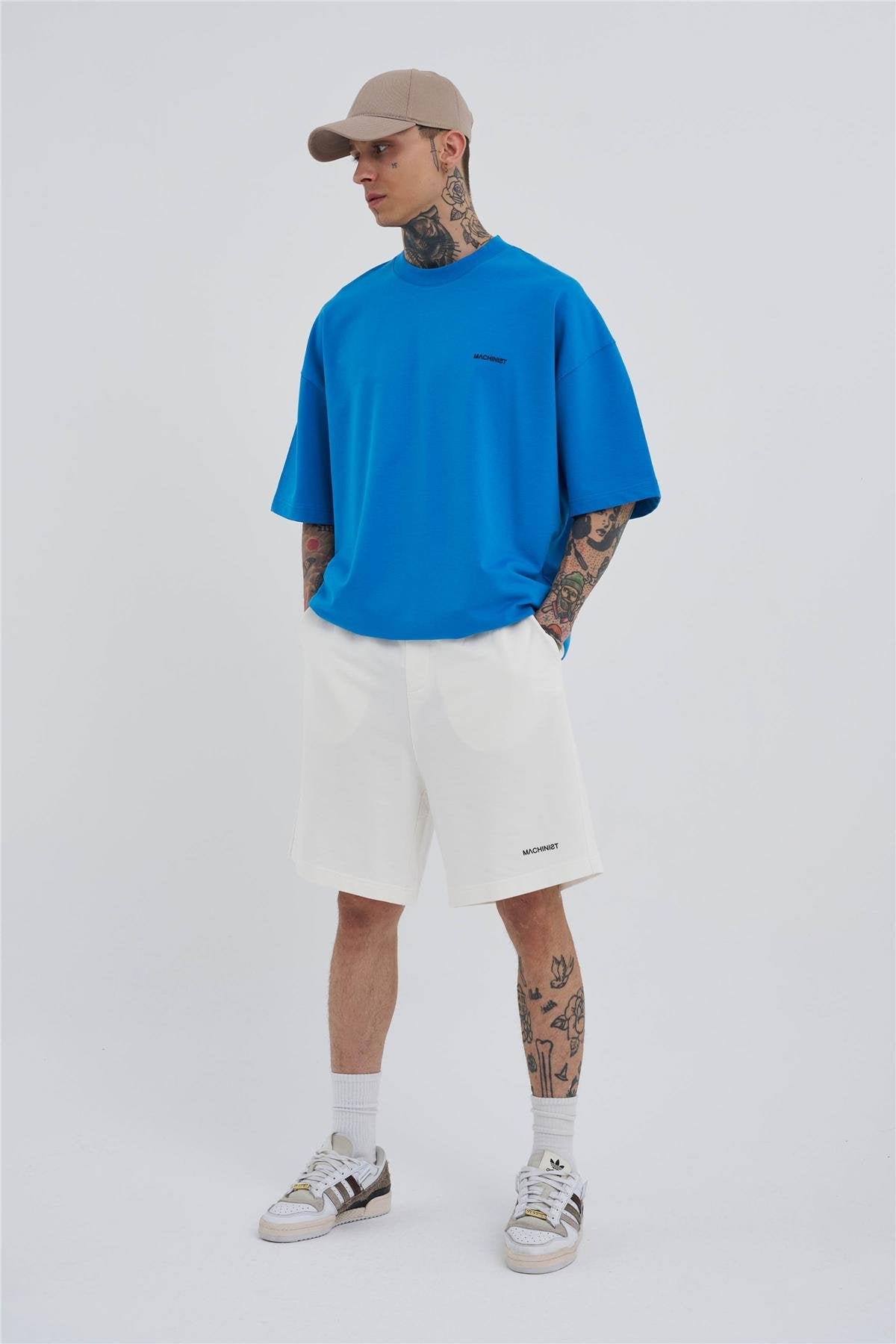 Erkek Basic Oversize Şort Ekru