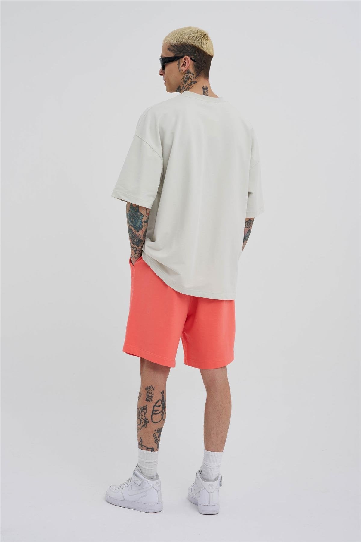 Erkek Basic Oversize Şort Elektrik Pembe