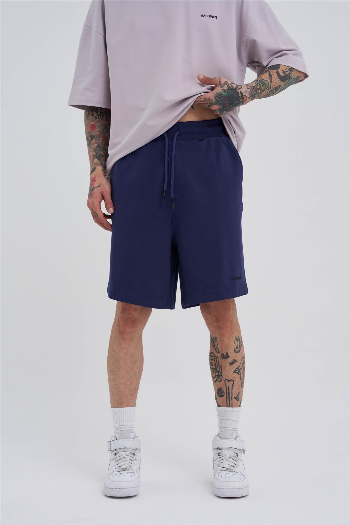 Erkek Basic Oversize Şort Gece Mavisi