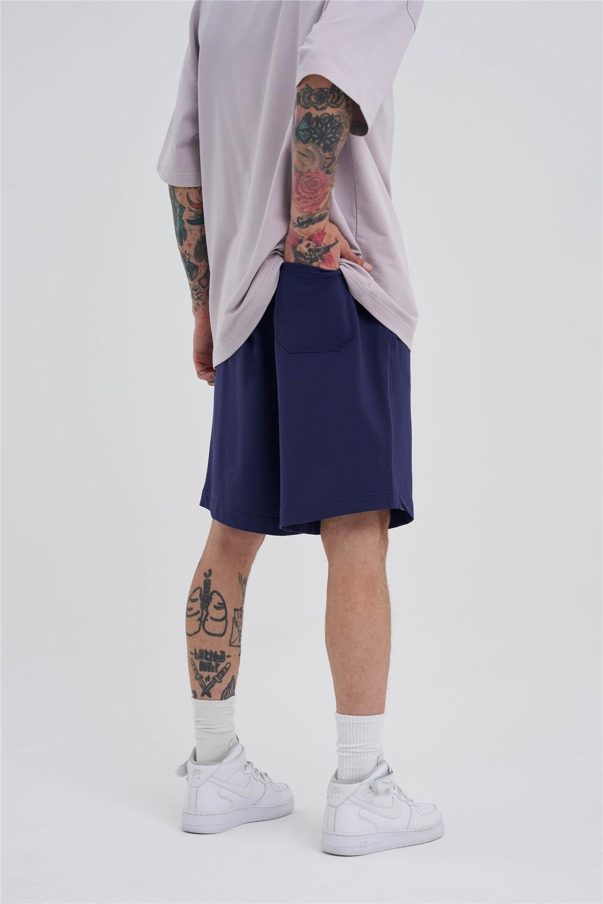 Erkek Basic Oversize Şort Gece Mavisi