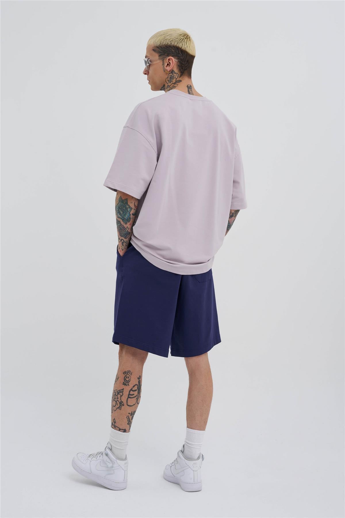 Erkek Basic Oversize Şort Gece Mavisi
