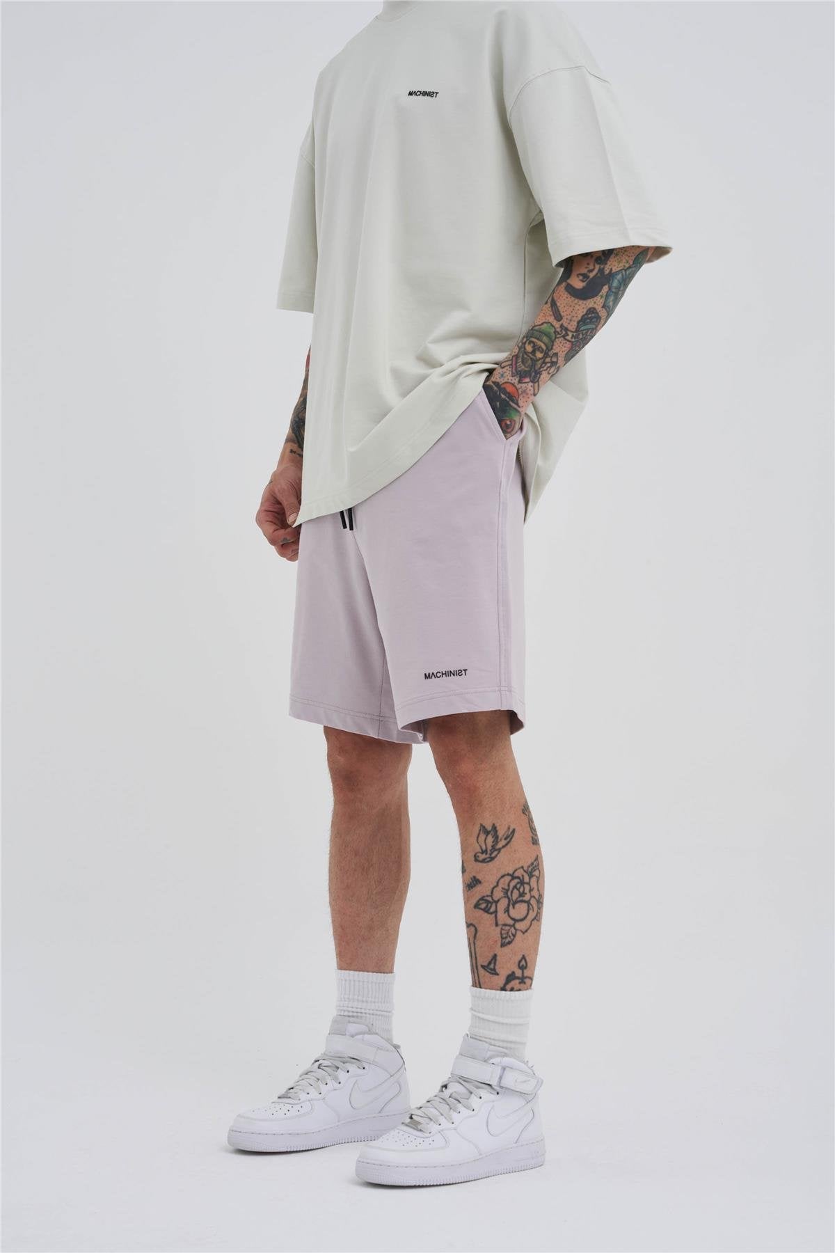 Erkek Basic Oversize Şort İnci Gri