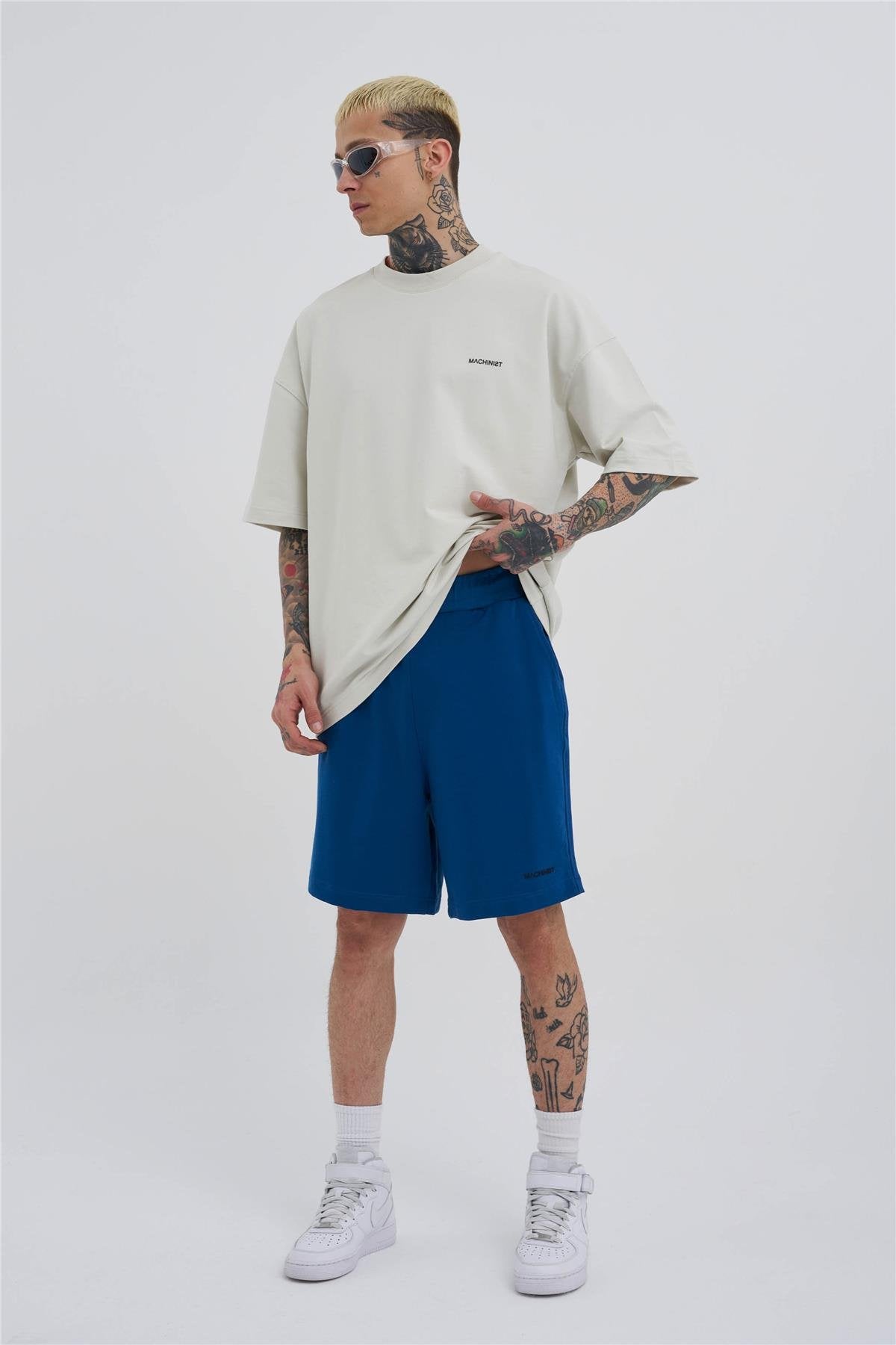 Erkek Basic Oversize Şort Indigo