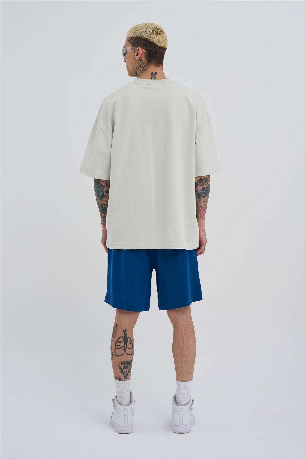 Erkek Basic Oversize Şort Indigo