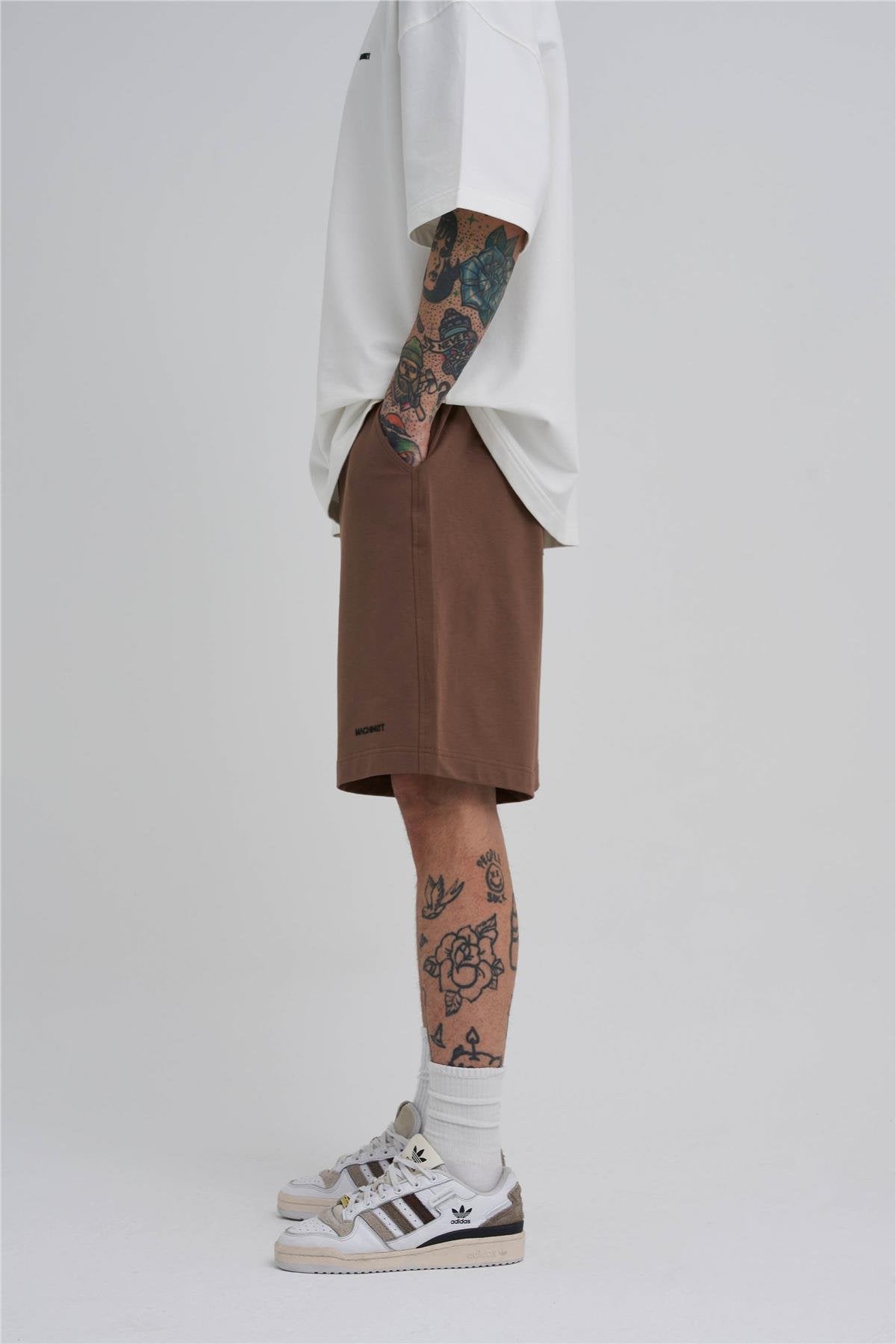 Erkek Basic Oversize Şort Kahverengi