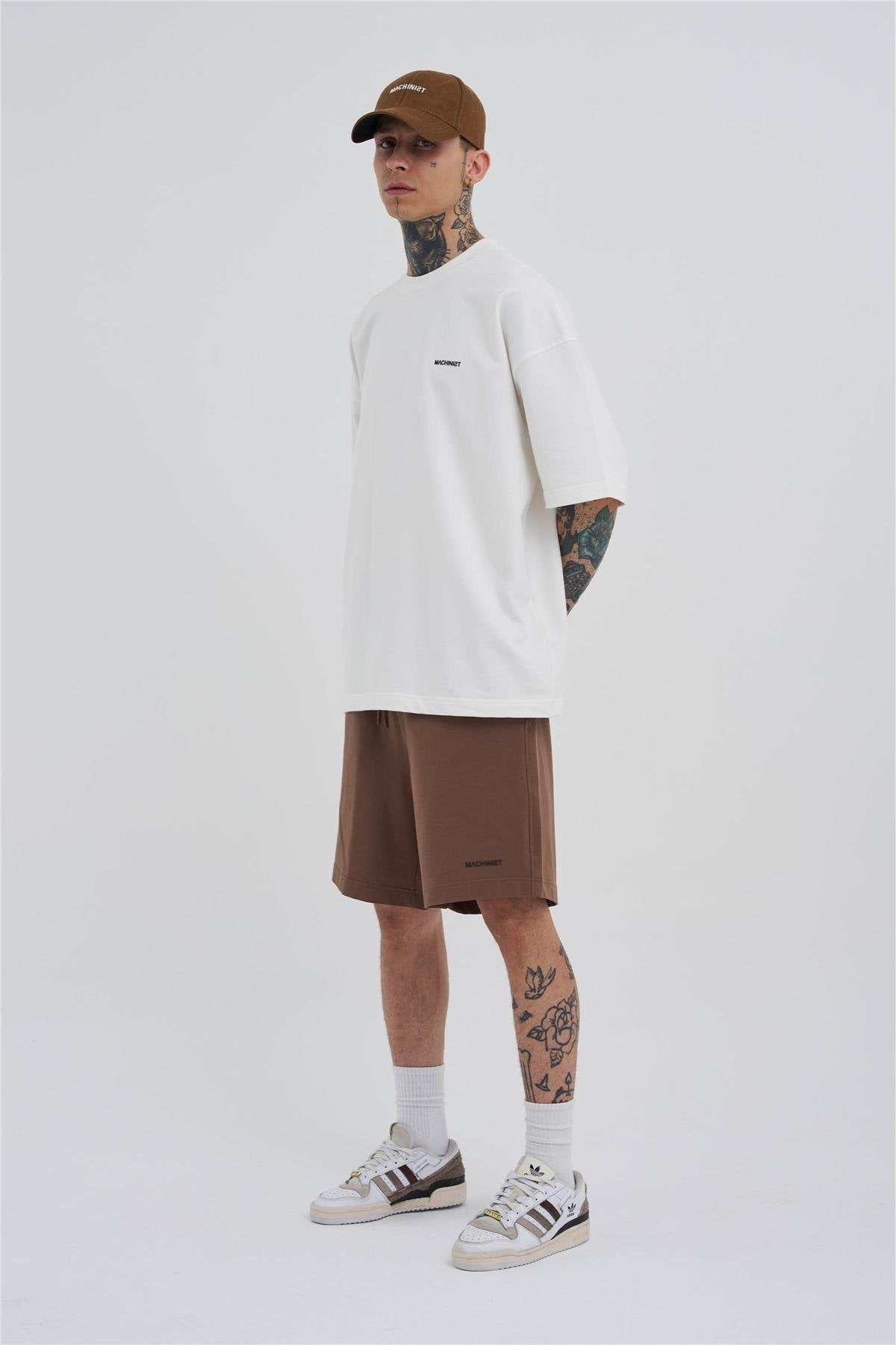 Erkek Basic Oversize Şort Kahverengi