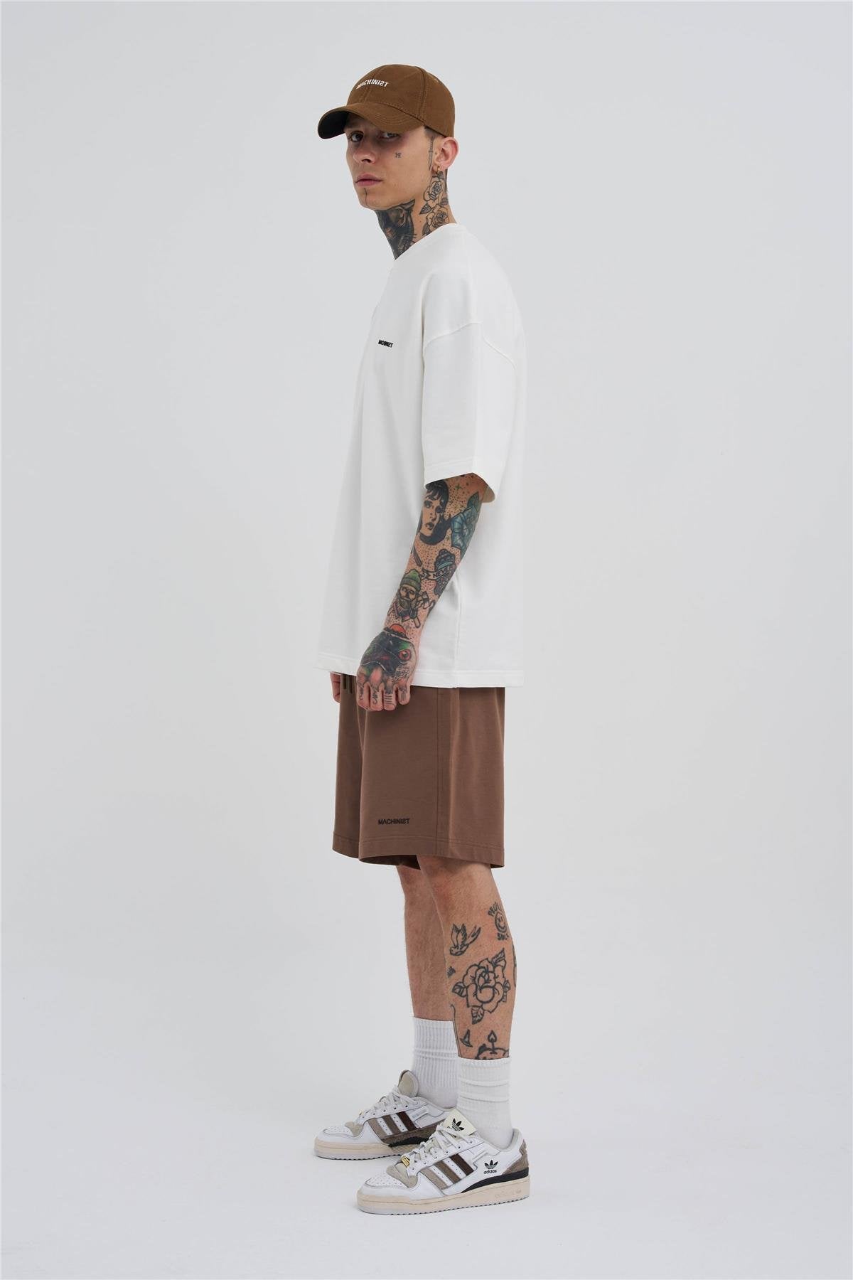 Erkek Basic Oversize Şort Kahverengi
