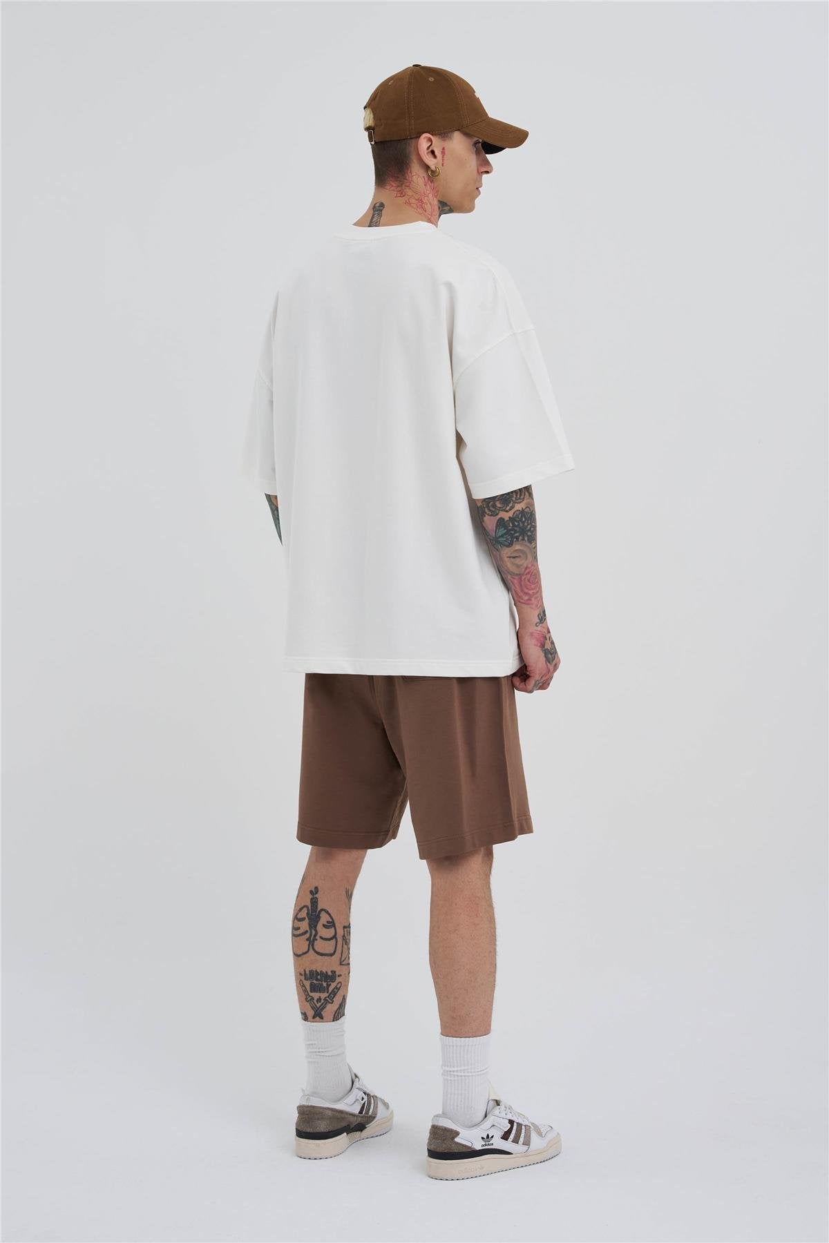 Erkek Basic Oversize Şort Kahverengi
