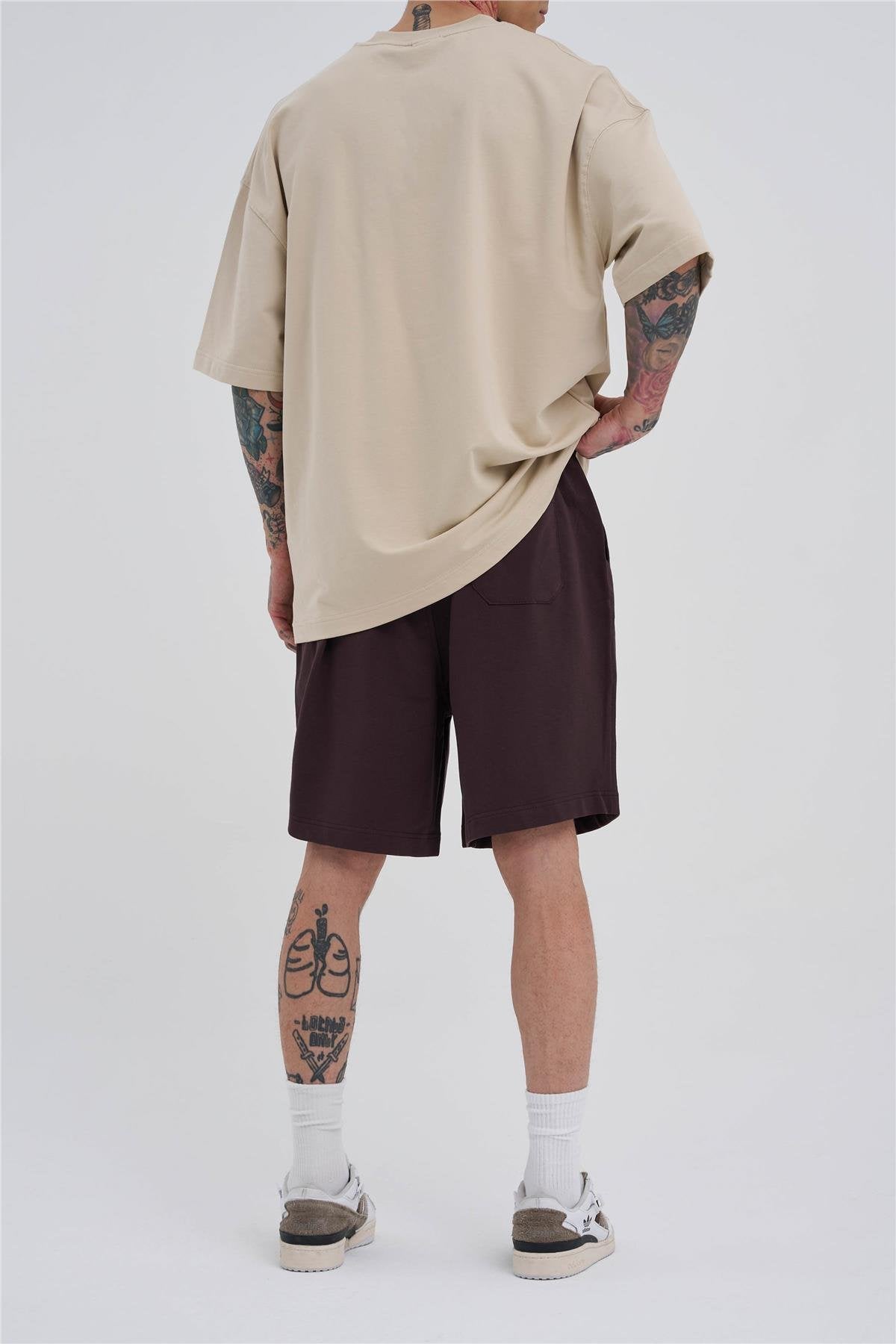 Erkek Basic Oversize Şort Kahverengi