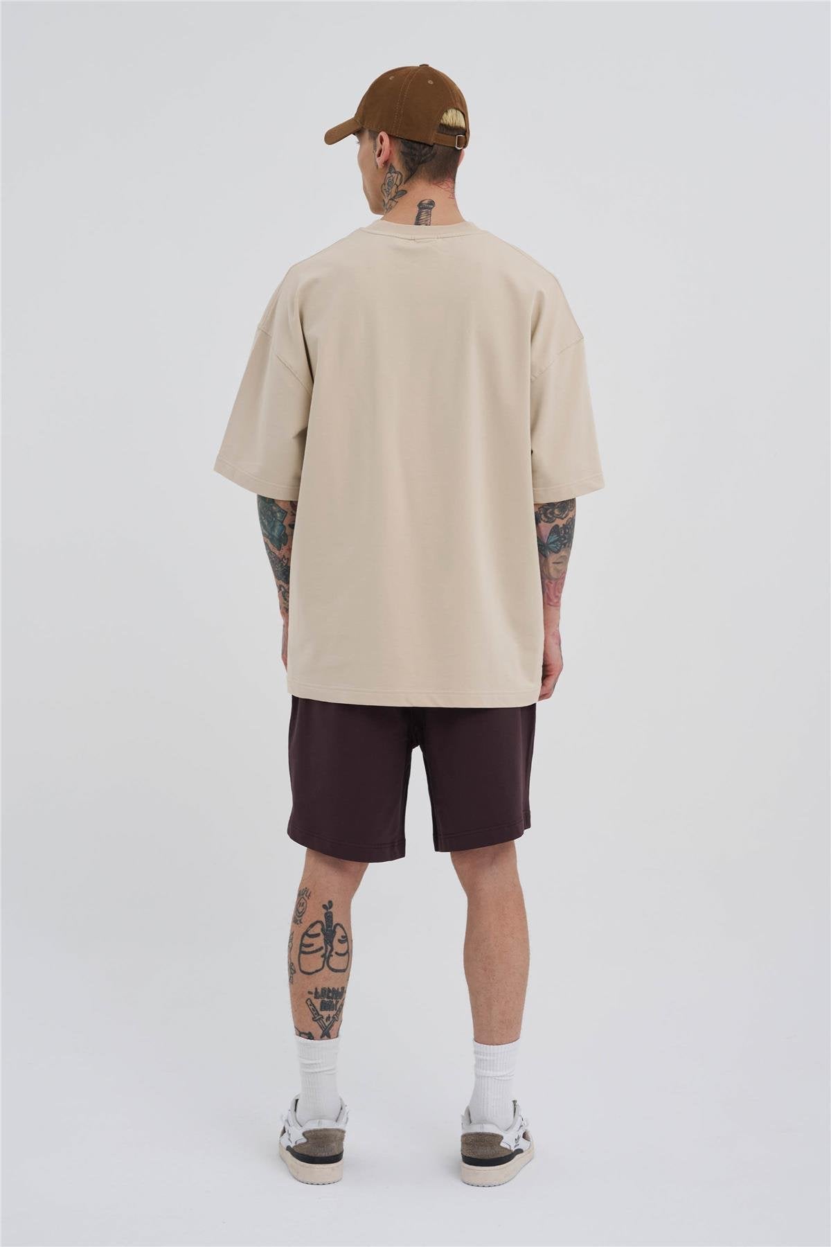 Erkek Basic Oversize Şort Kahverengi