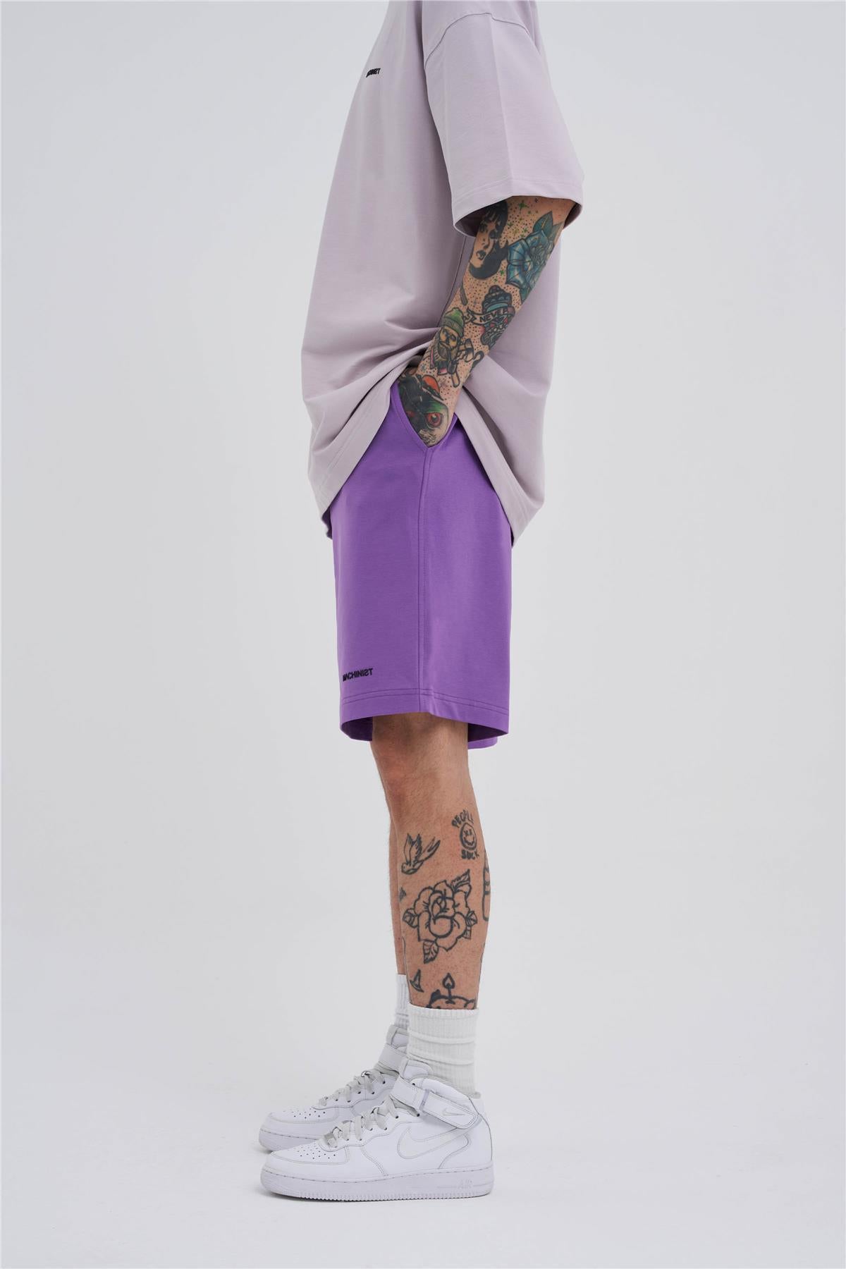 Erkek Basic Oversize Şort Mor