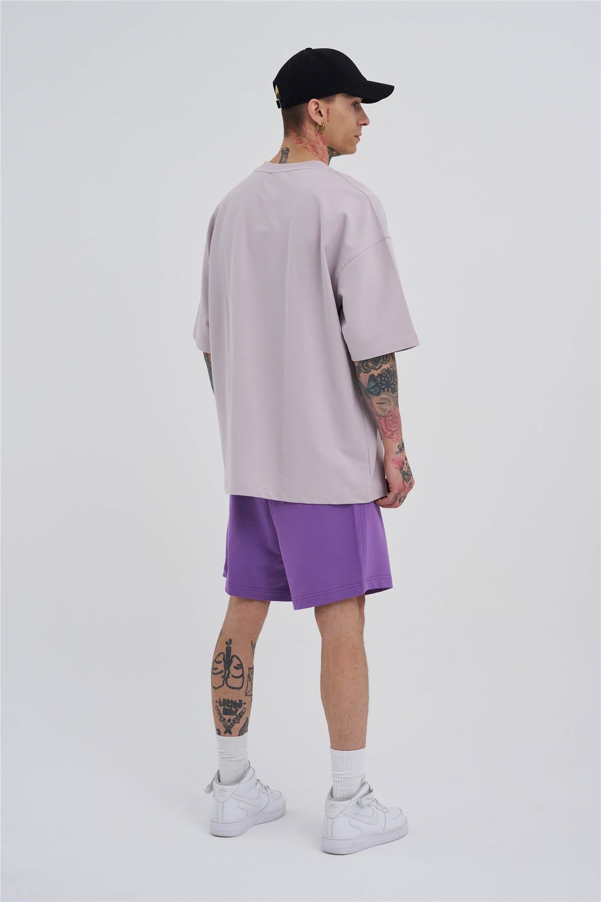 Erkek Basic Oversize Şort Mor