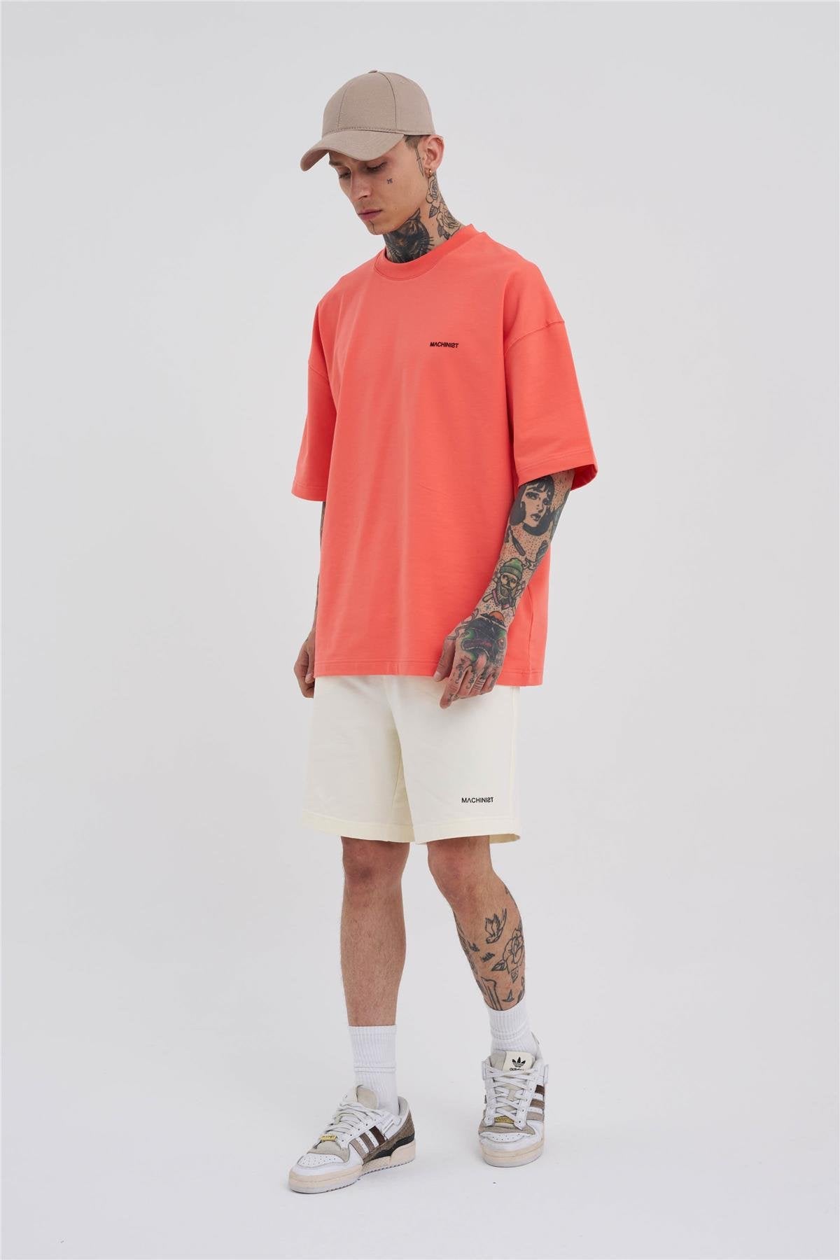 Erkek Basic Oversize Şort Pamuk Beyaz