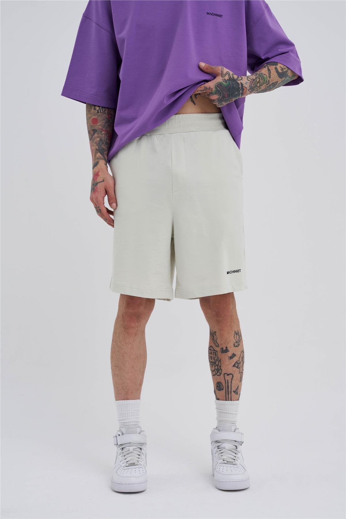 Erkek Basic Oversize Şort Uzay Grisi