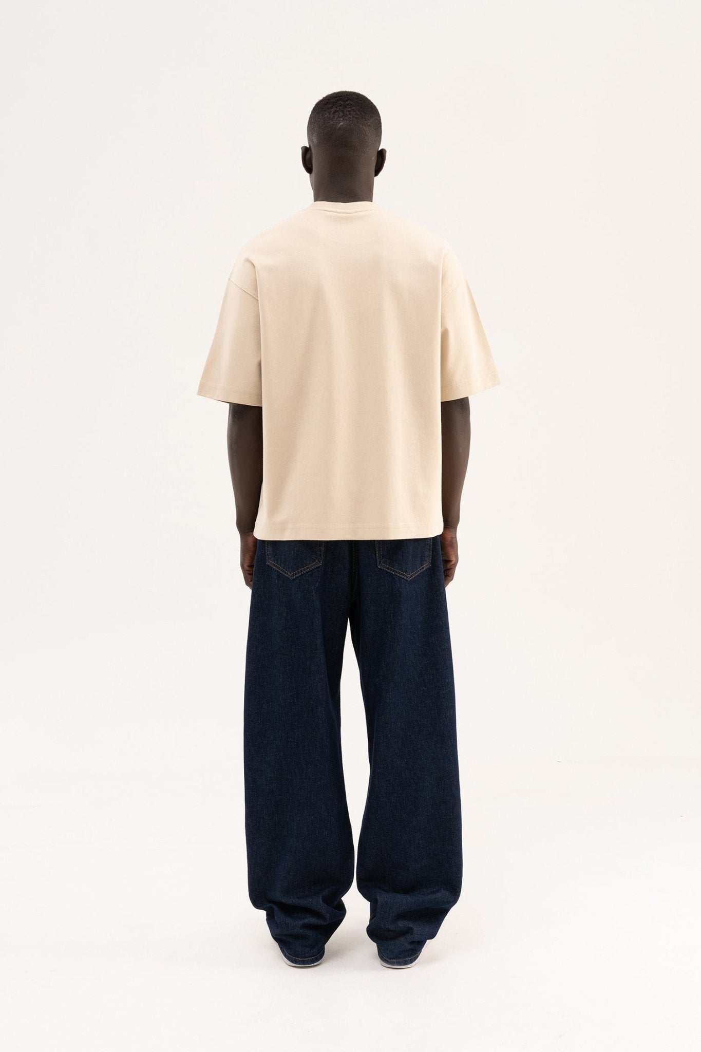 Erkek Basic Oversize Tişört Açık Bej