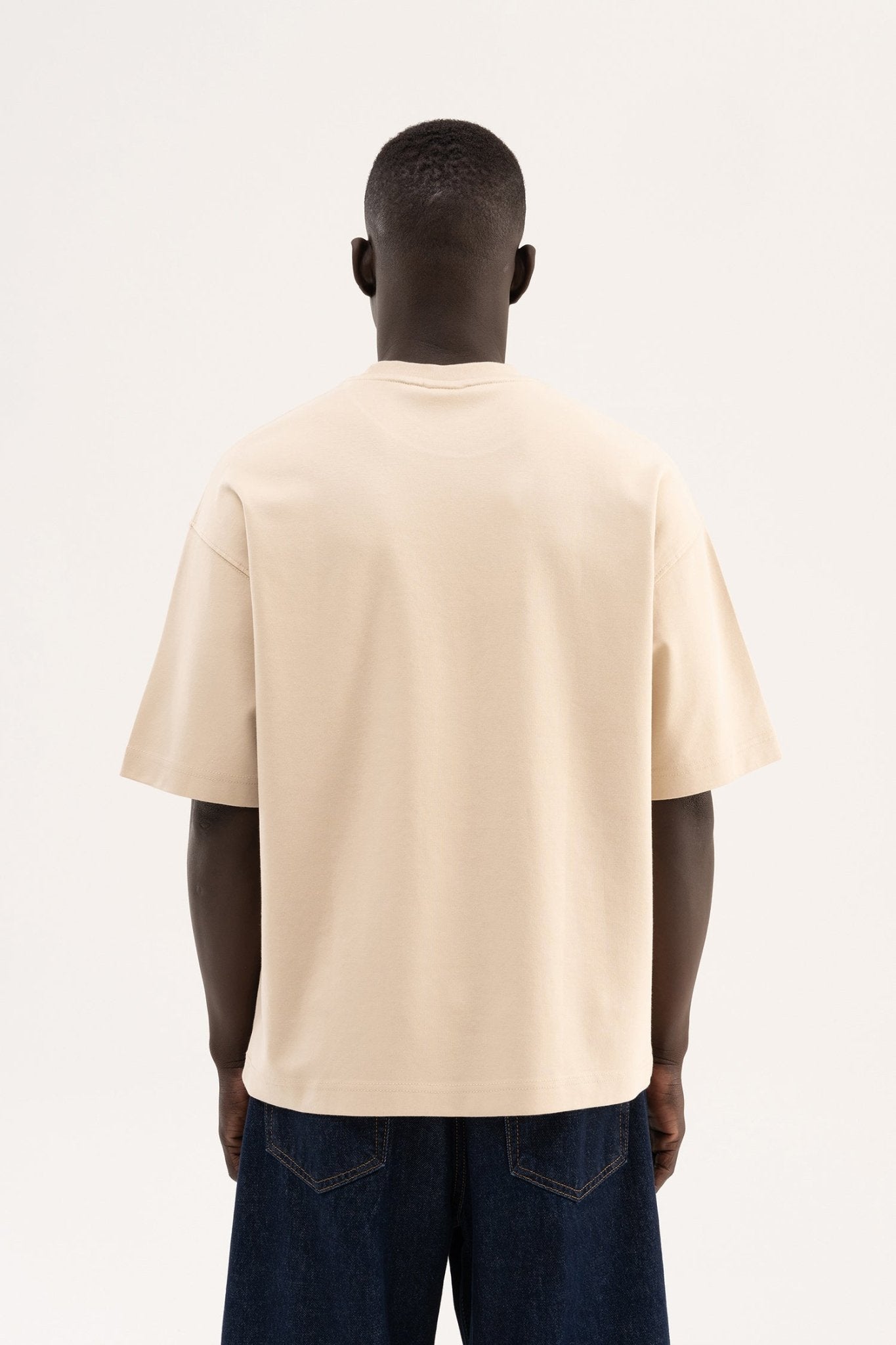 Erkek Basic Oversize Tişört Açık Bej
