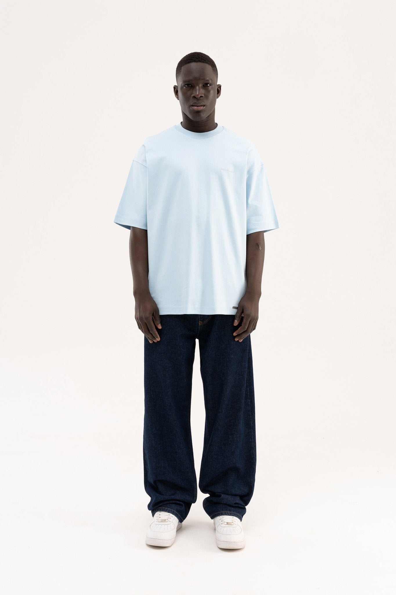 Erkek Basic Oversize Tişört Açık Mavi