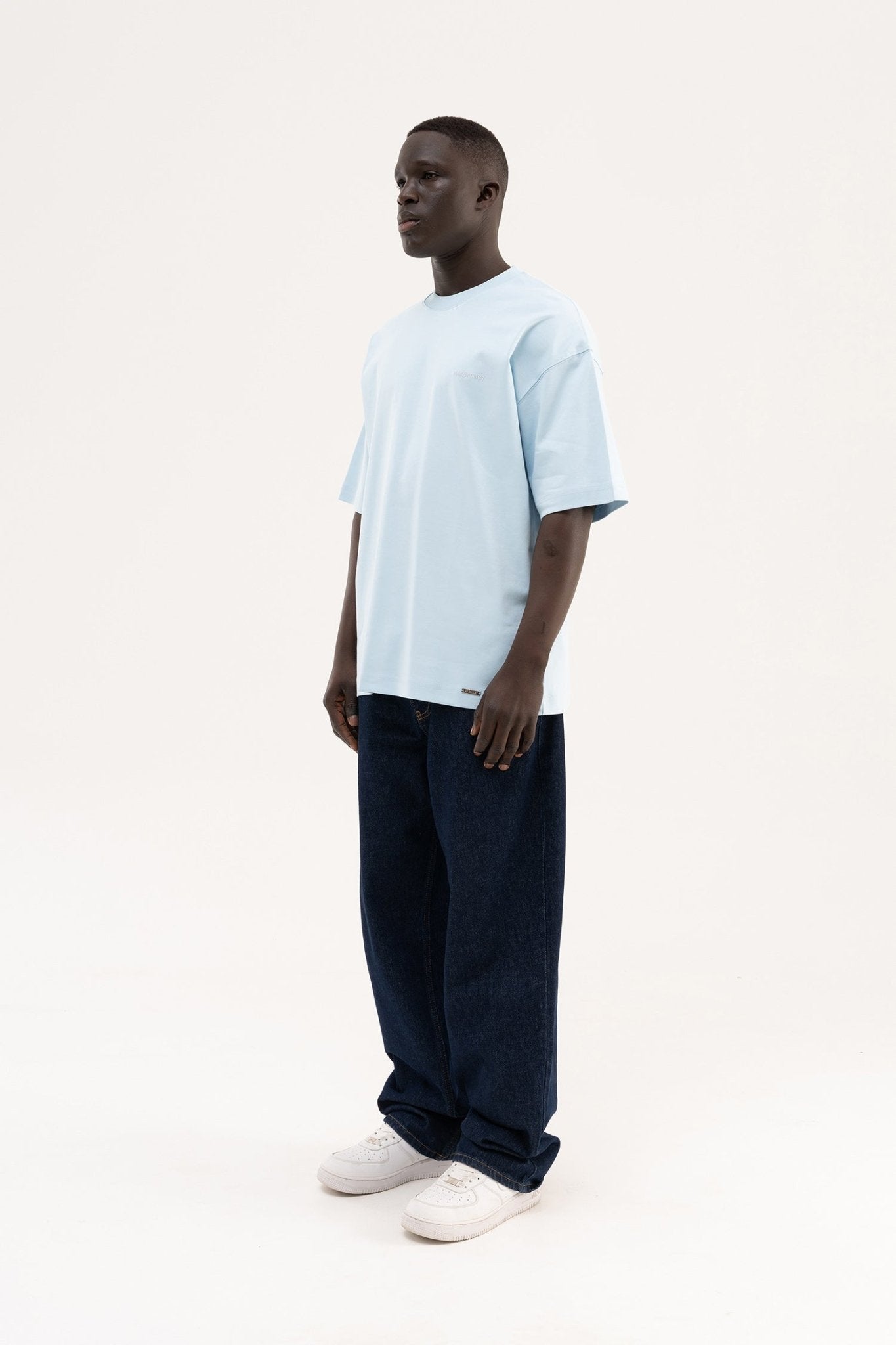 Erkek Basic Oversize Tişört Açık Mavi