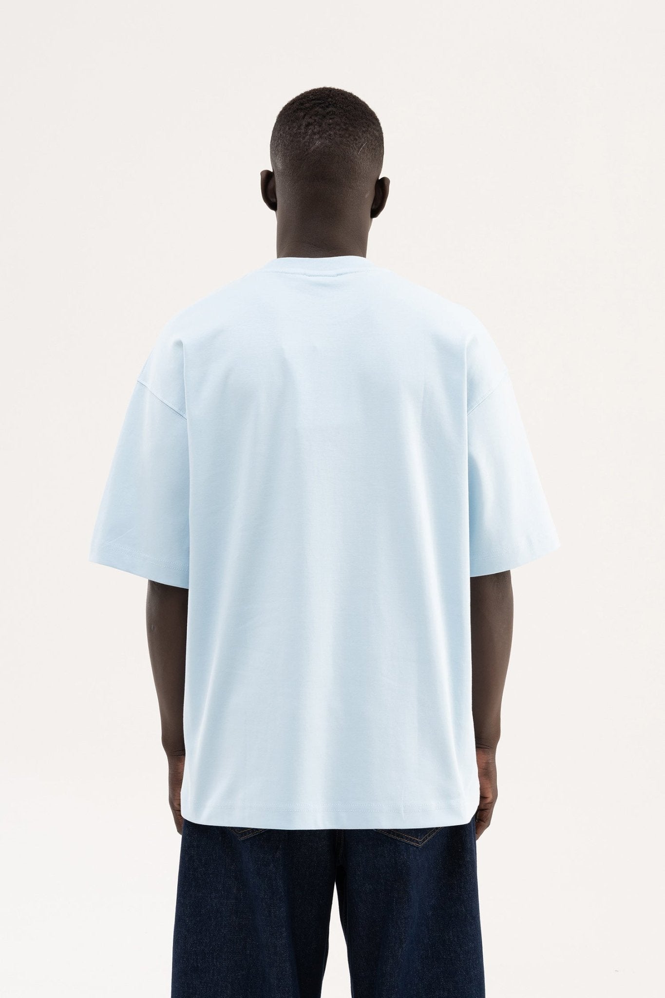 Erkek Basic Oversize Tişört Açık Mavi