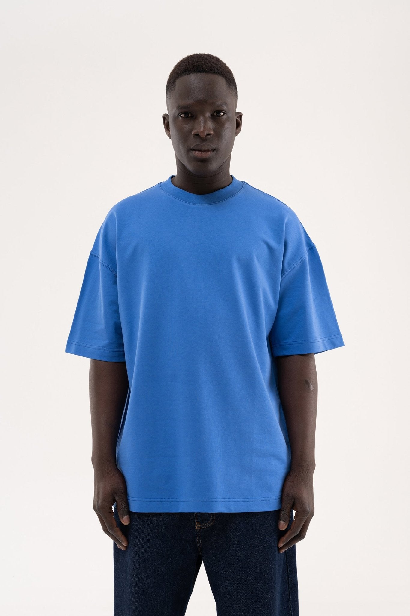 Erkek Basic Oversize Tişört Açık Mavi