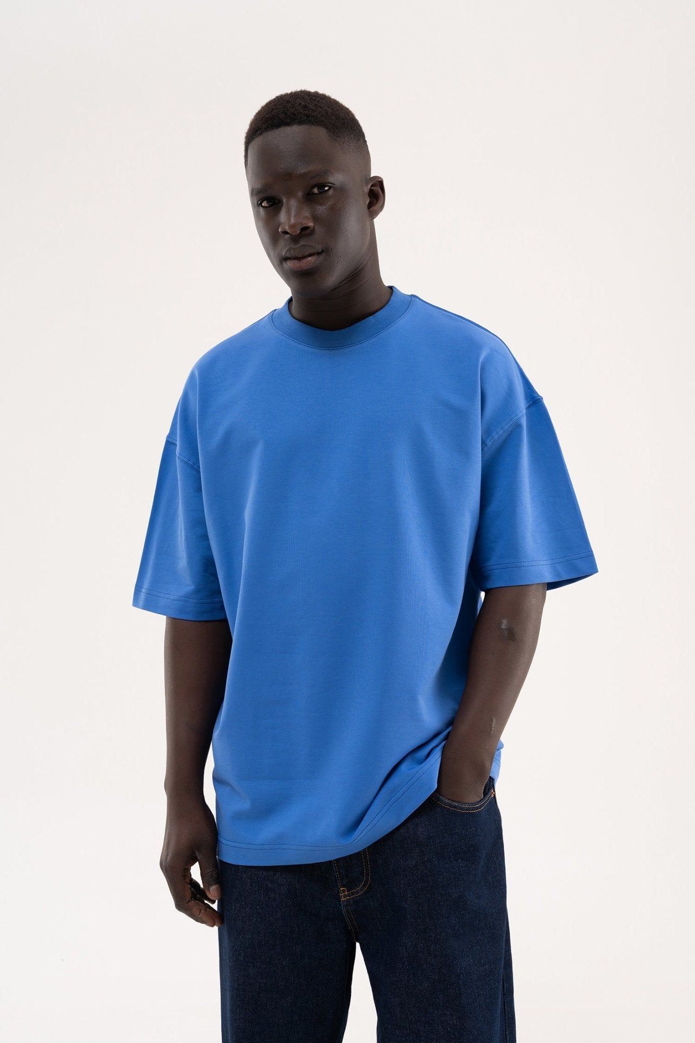 Erkek Basic Oversize Tişört Açık Mavi