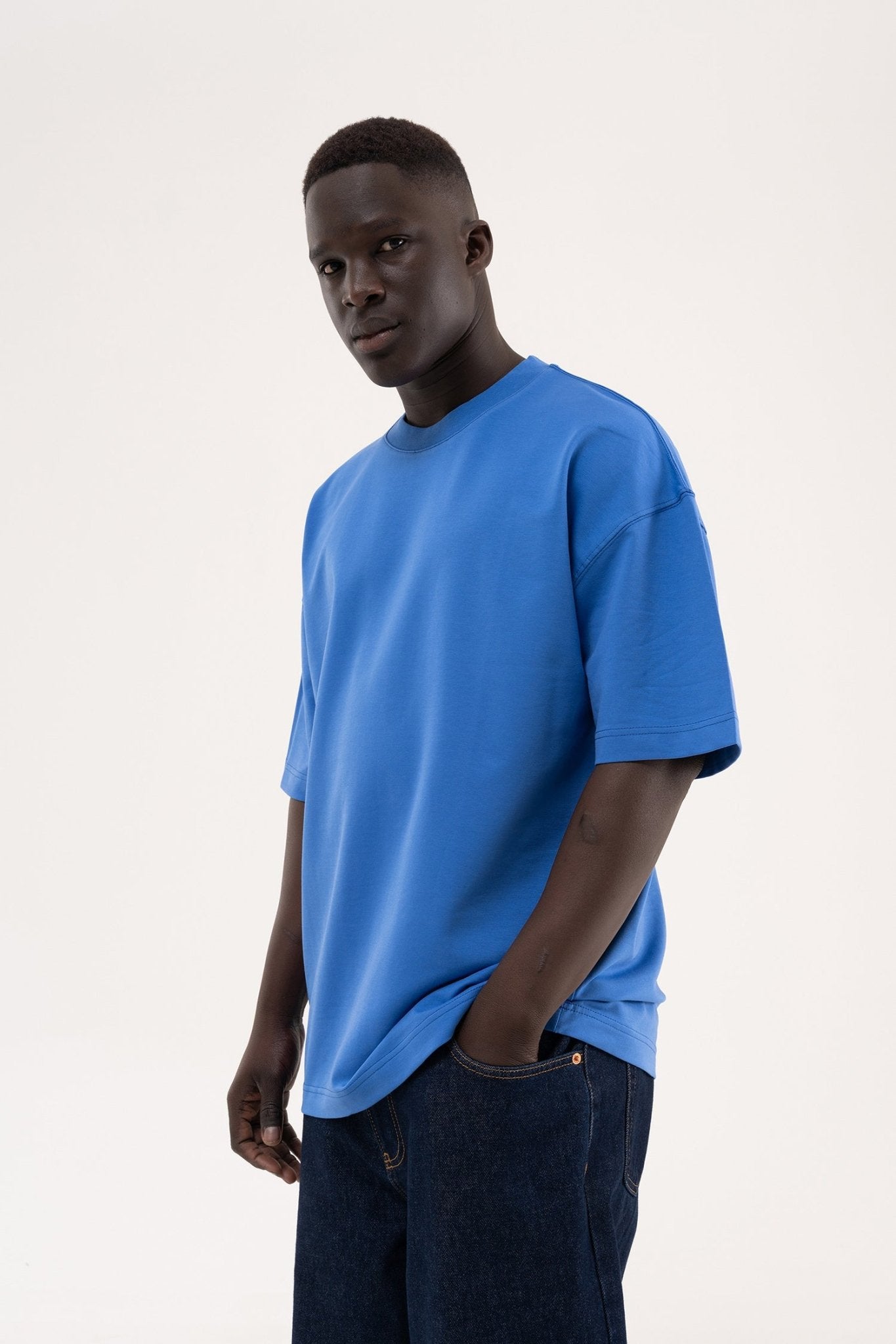 Erkek Basic Oversize Tişört Açık Mavi