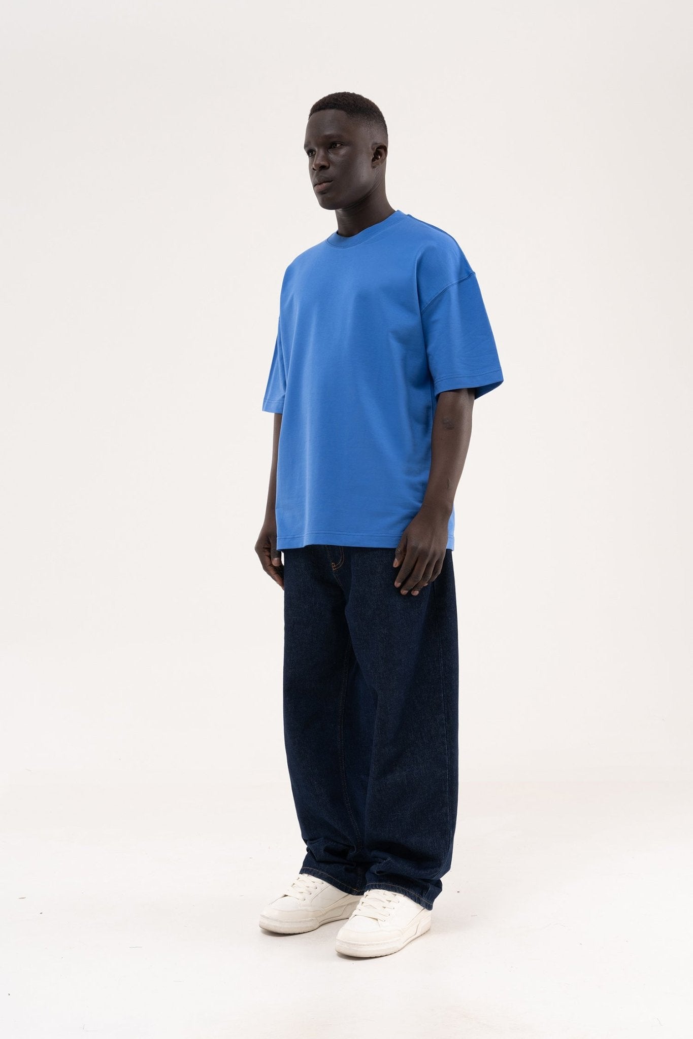 Erkek Basic Oversize Tişört Açık Mavi