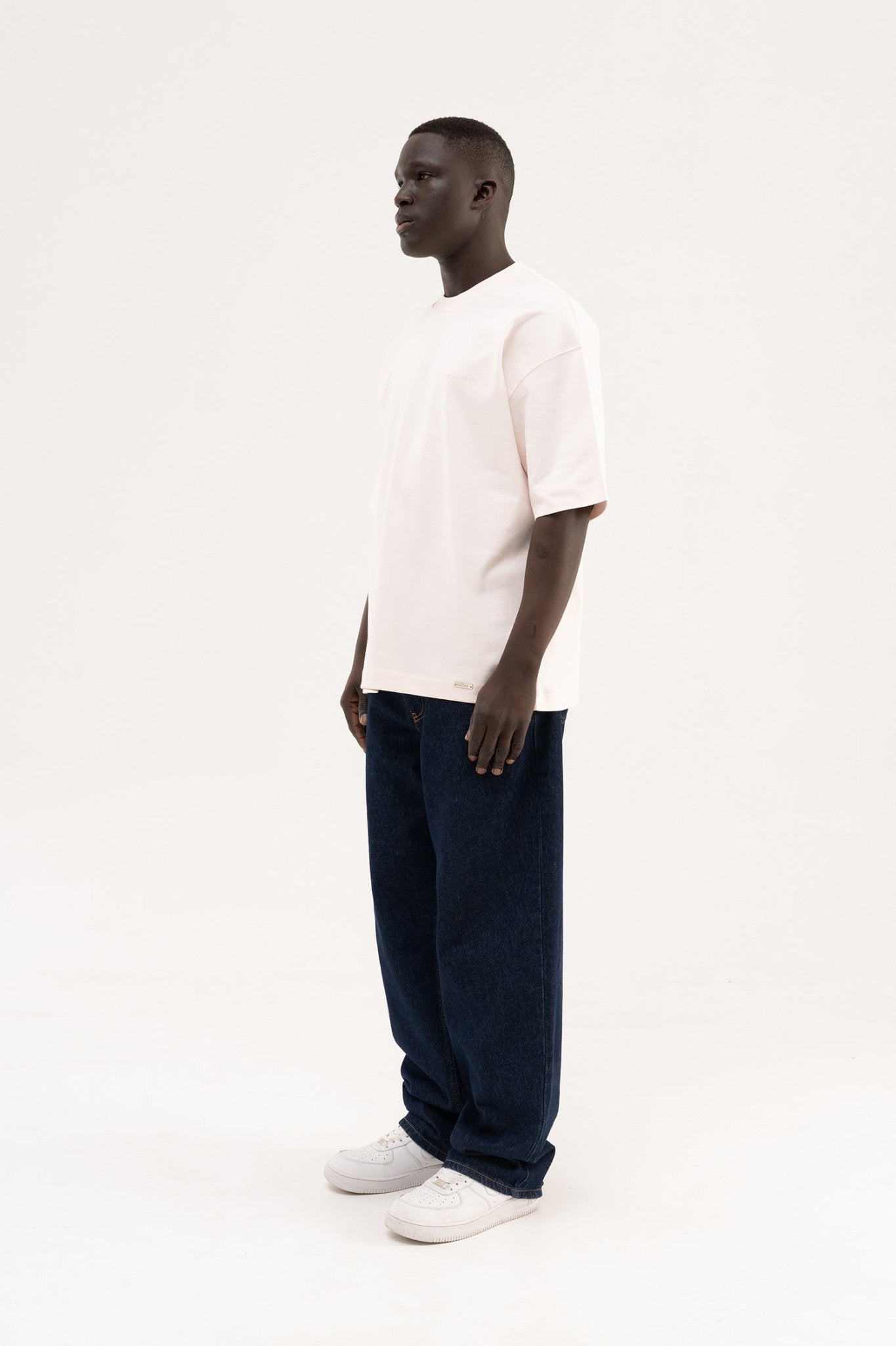 Erkek Basic Oversize Tişört Açık Pembe