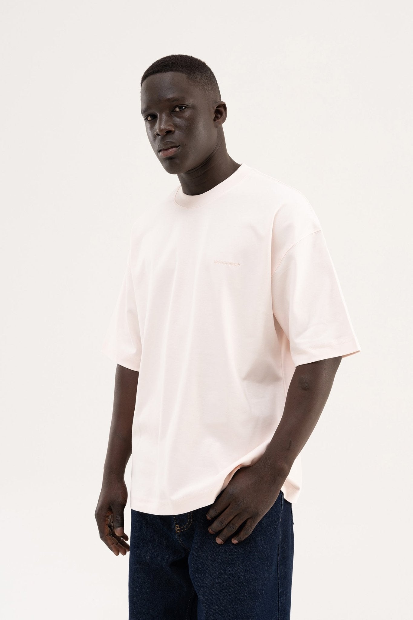 Erkek Basic Oversize Tişört Açık Pembe