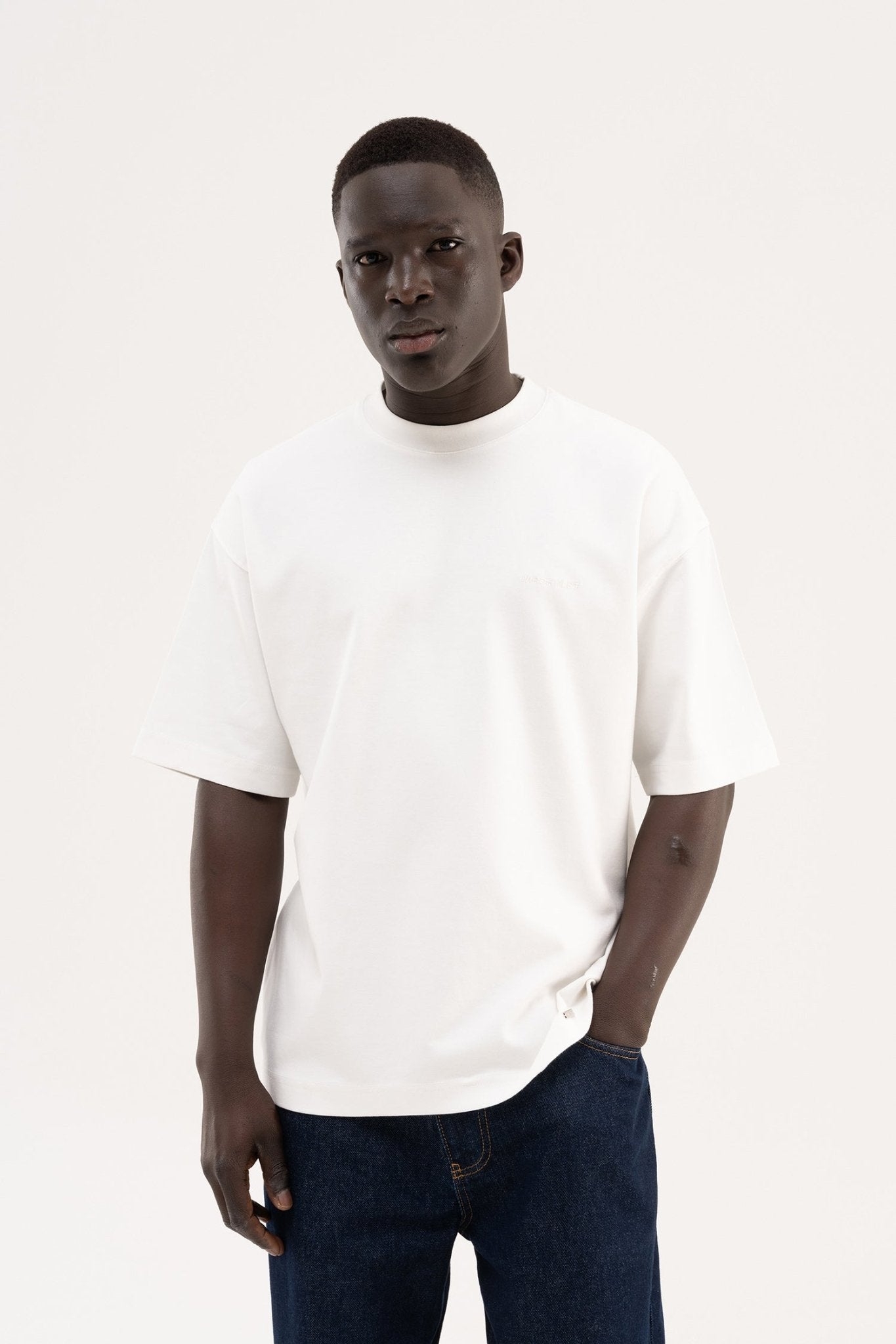 Erkek Basic Oversize Tişört Ekru