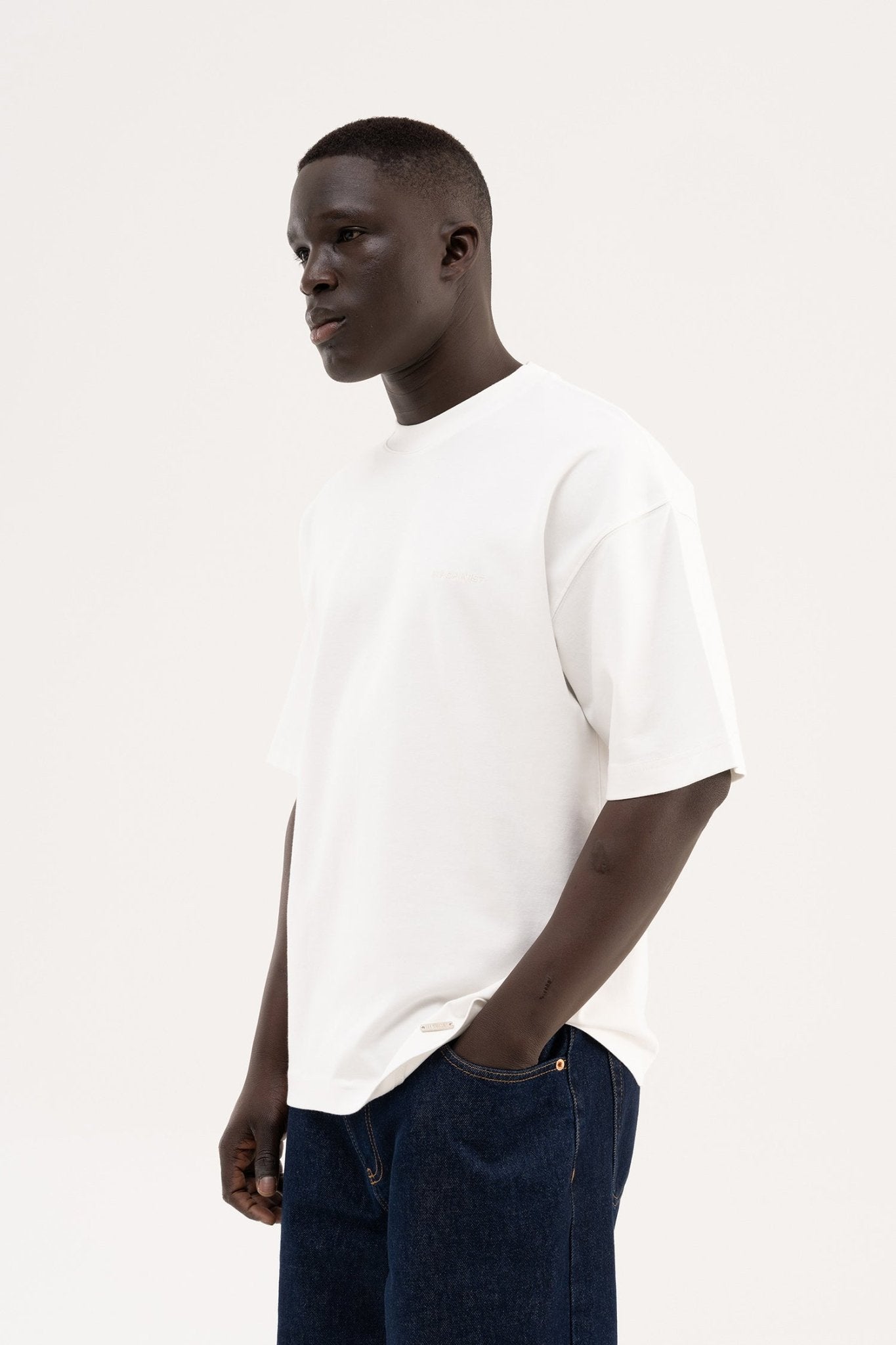 Erkek Basic Oversize Tişört Ekru