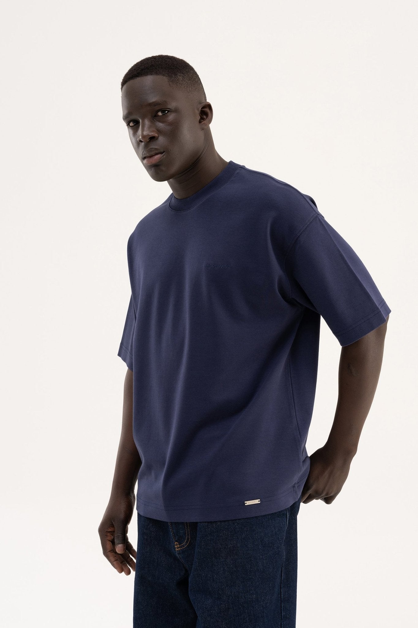 Erkek Basic Oversize Tişört Gece Mavisi