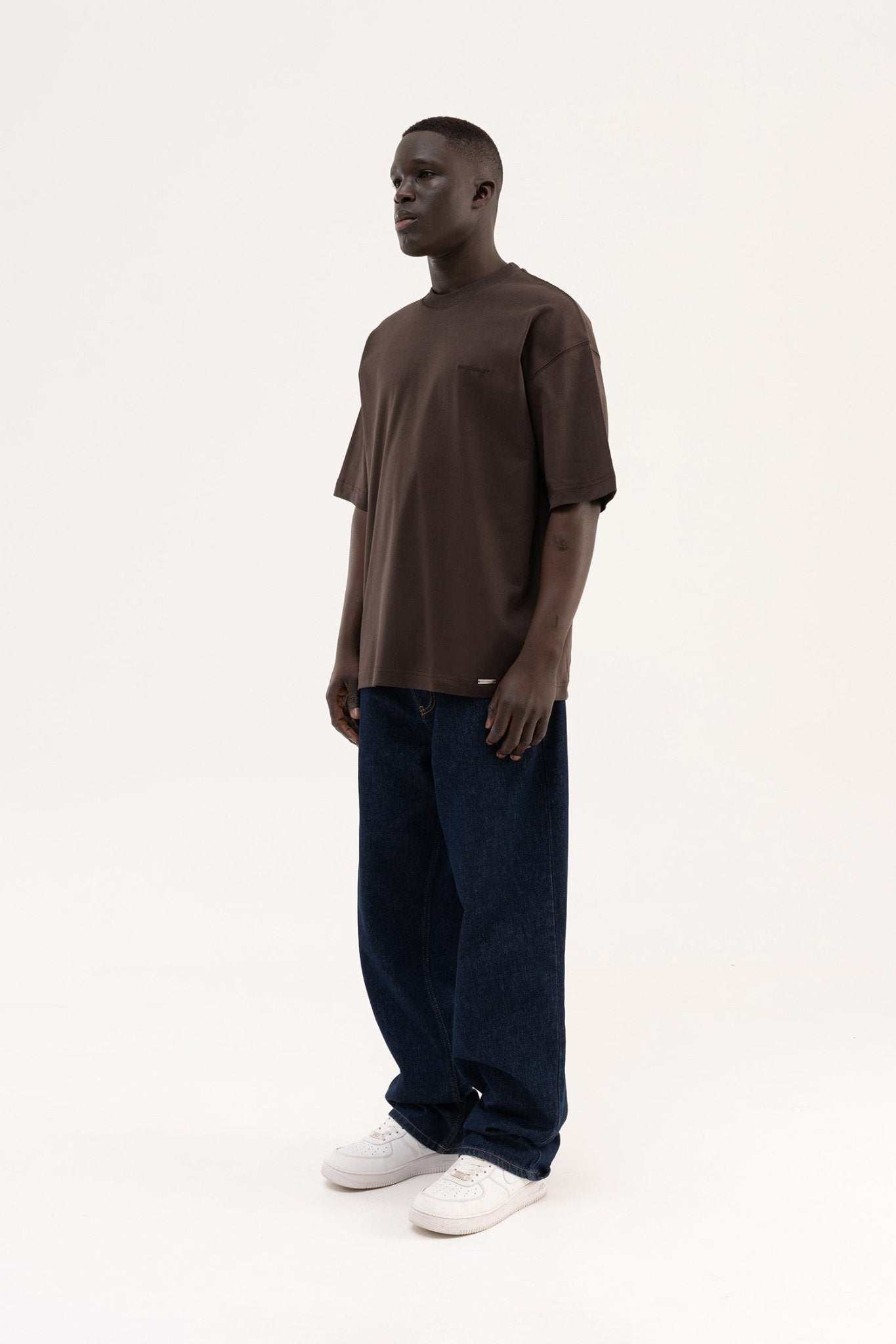 Erkek Basic Oversize Tişört Koyu Kahverengi