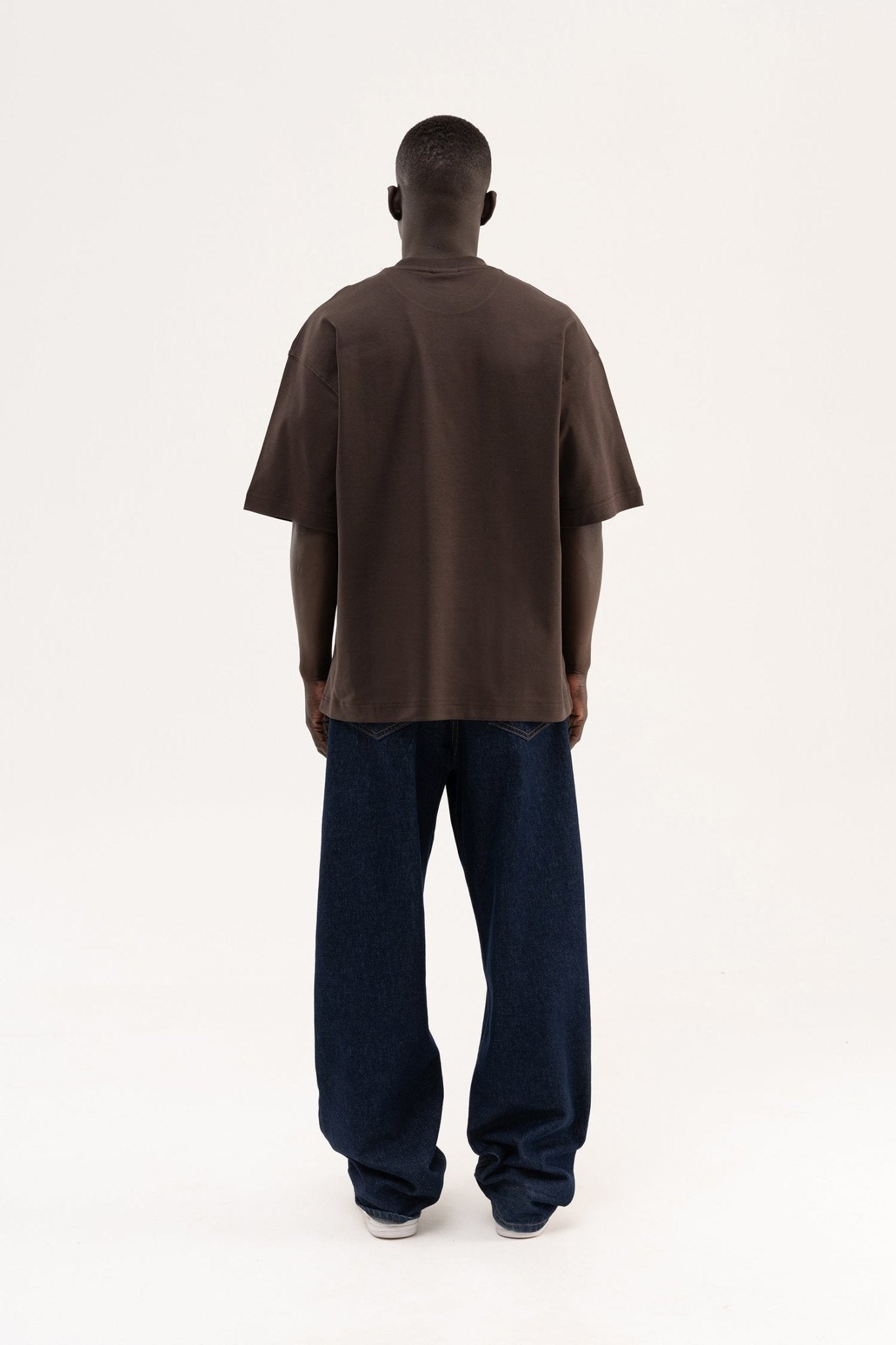 Erkek Basic Oversize Tişört Koyu Kahverengi