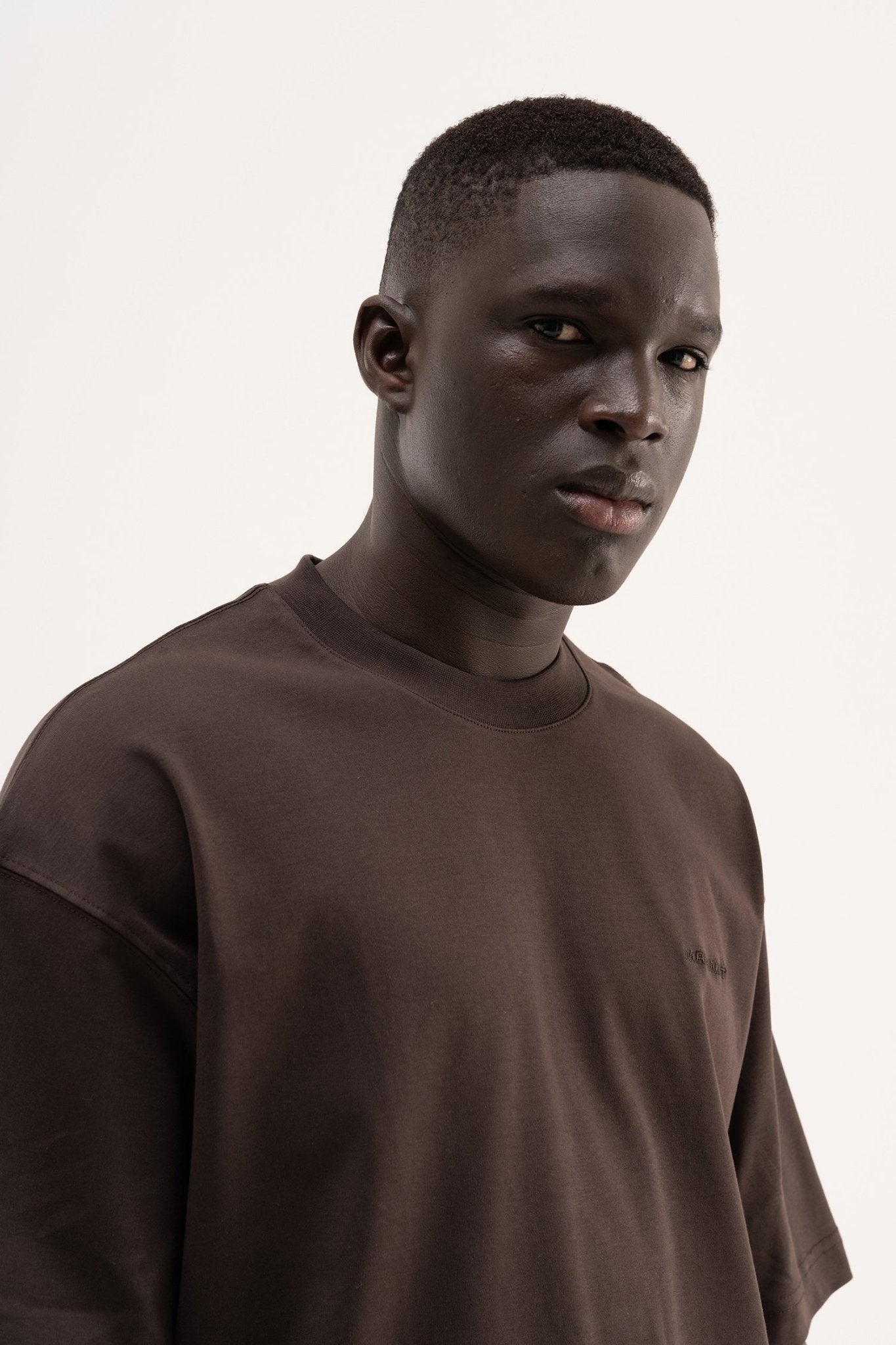 Erkek Basic Oversize Tişört Koyu Kahverengi