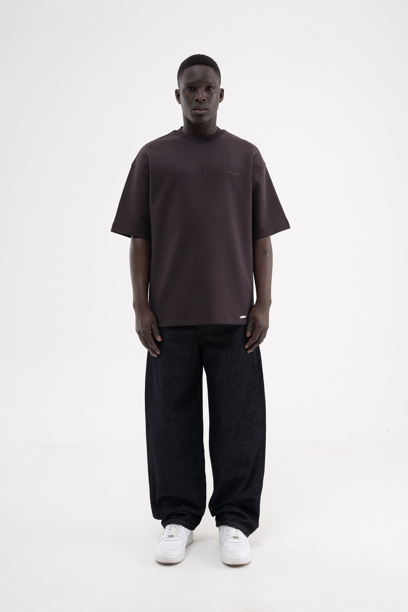 Erkek Basic Oversize Tişört Koyu Kahverengi