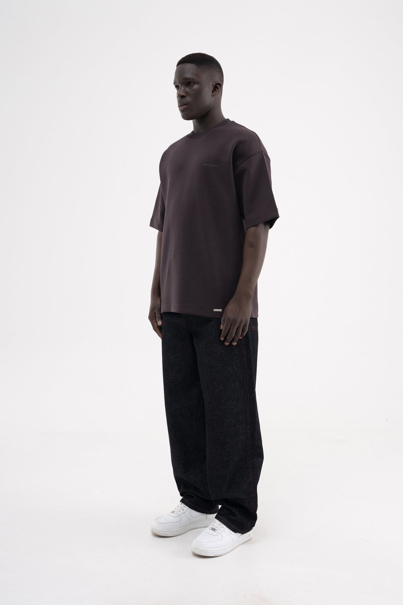 Erkek Basic Oversize Tişört Koyu Kahverengi