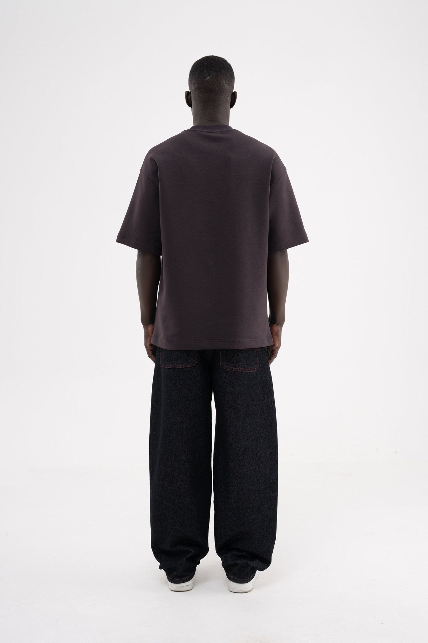 Erkek Basic Oversize Tişört Koyu Kahverengi