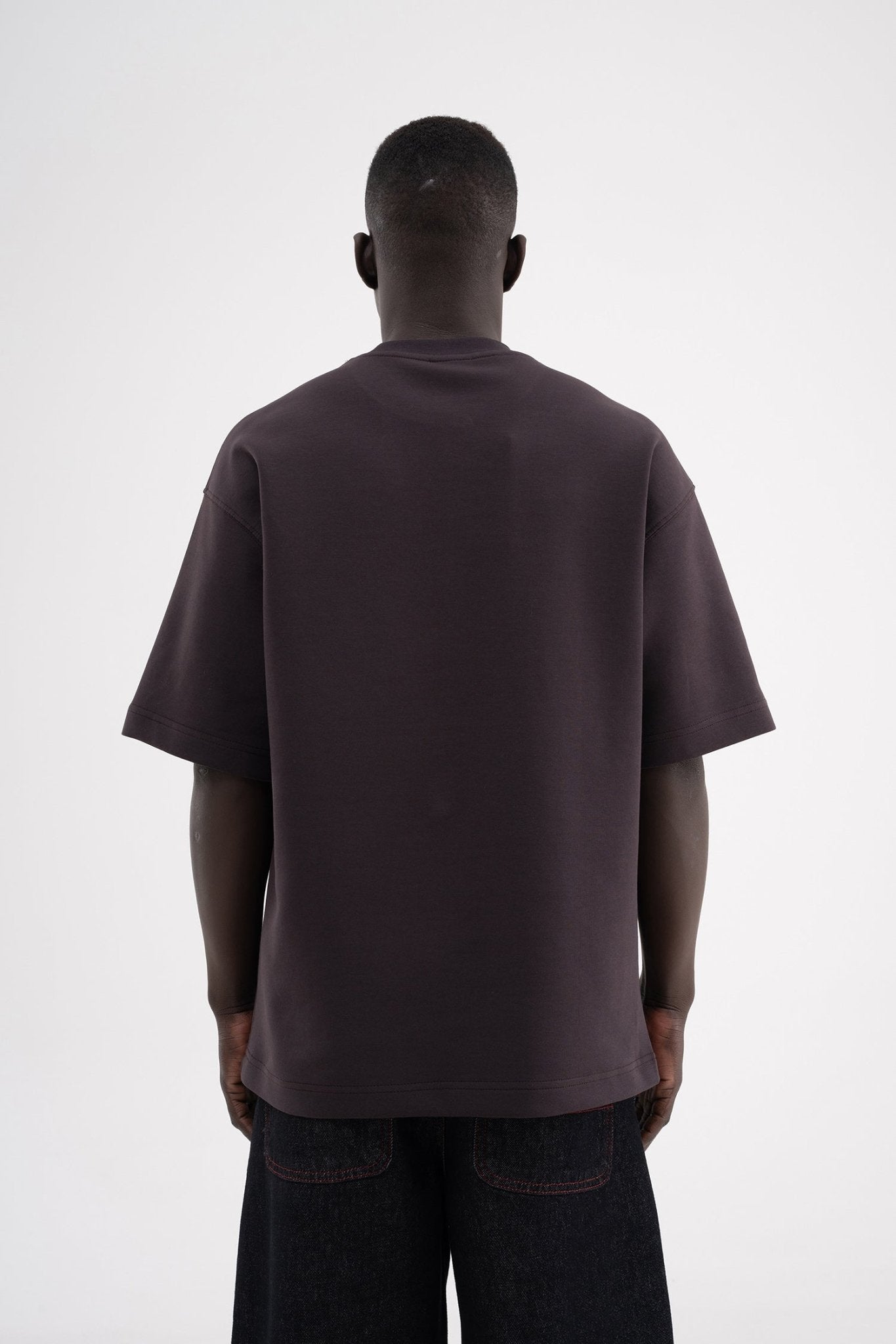 Erkek Basic Oversize Tişört Koyu Kahverengi