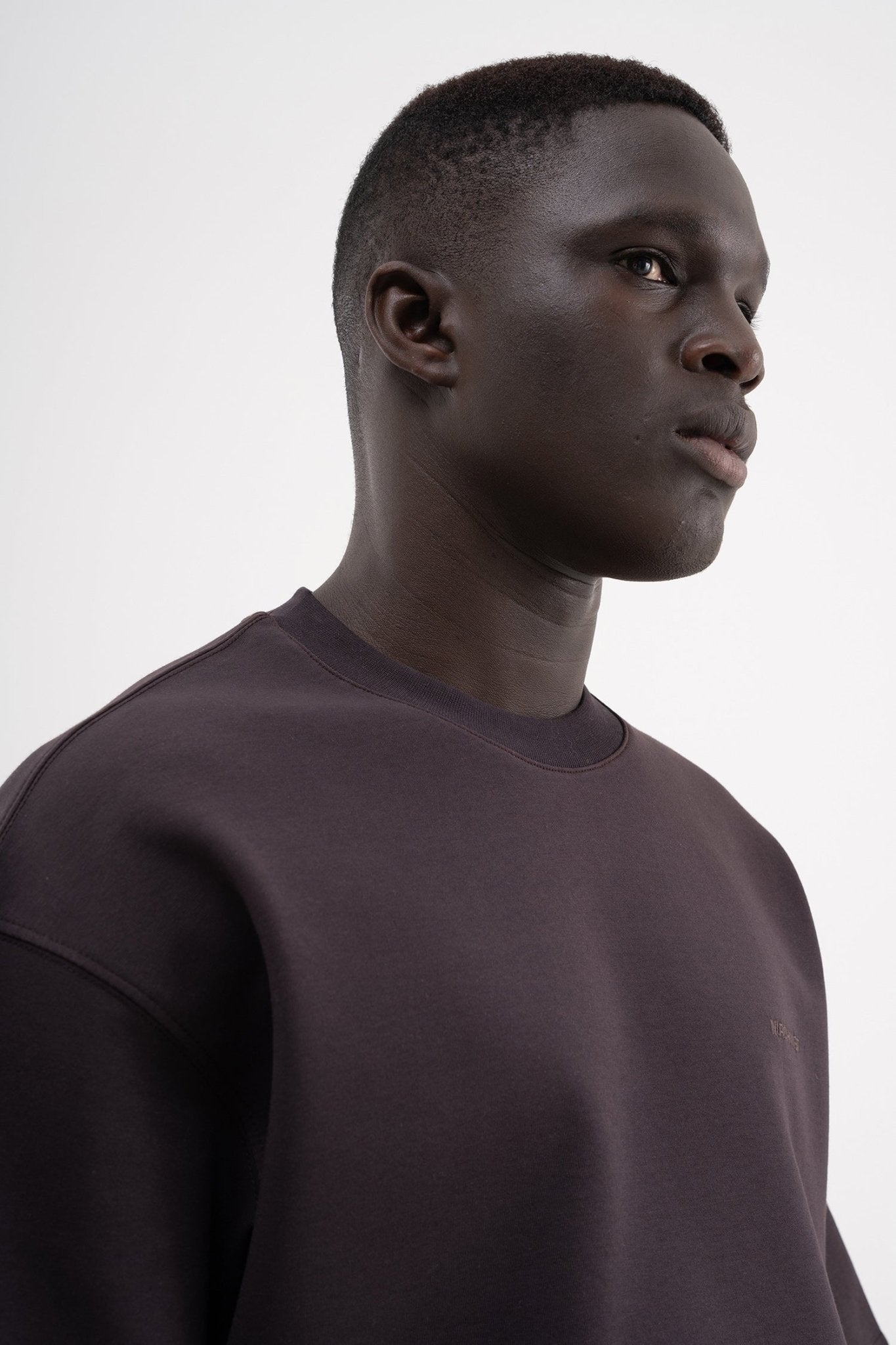 Erkek Basic Oversize Tişört Koyu Kahverengi