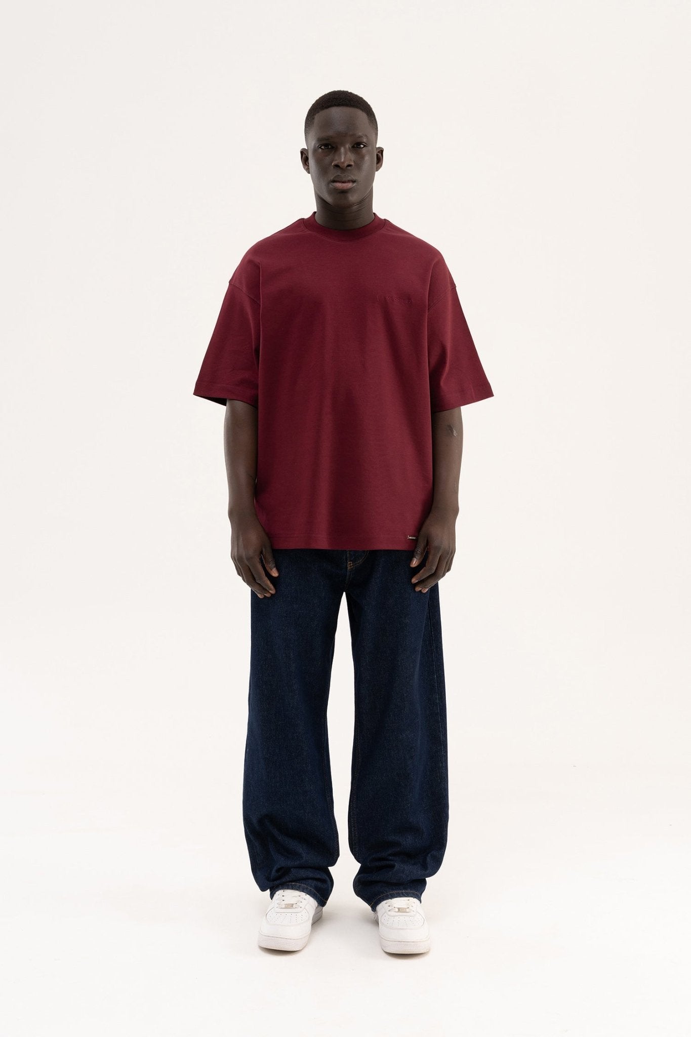 Erkek Basic Oversize Tişört Vişne