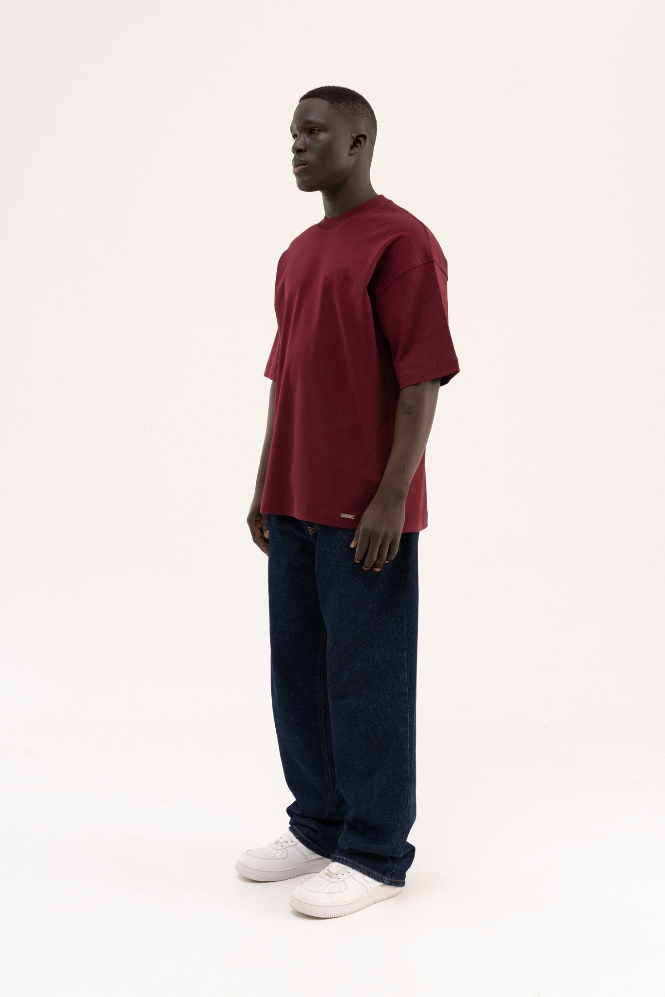 Erkek Basic Oversize Tişört Vişne