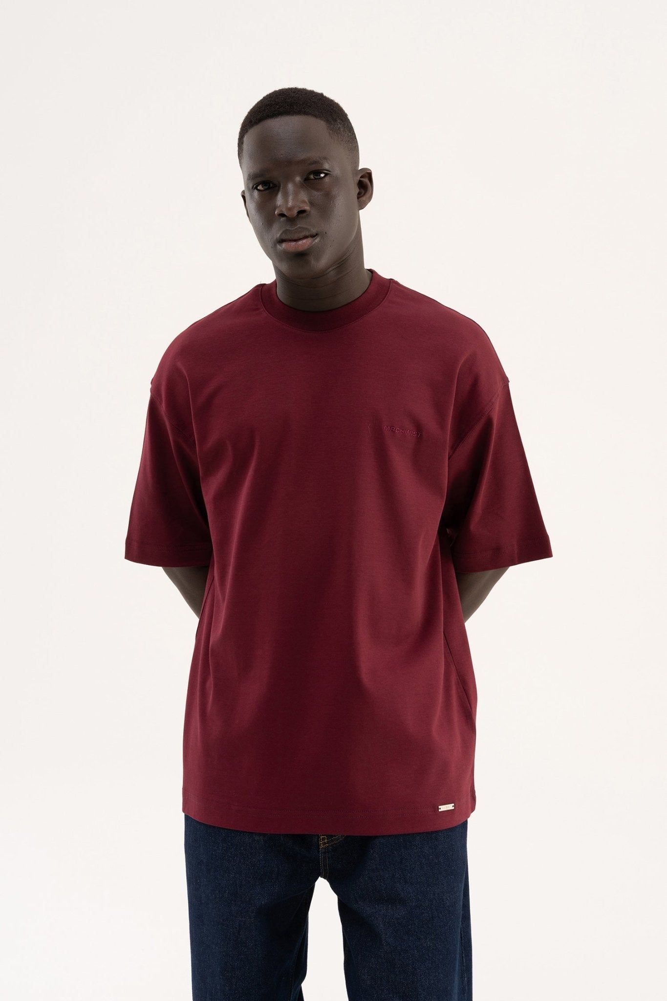 Erkek Basic Oversize Tişört Vişne