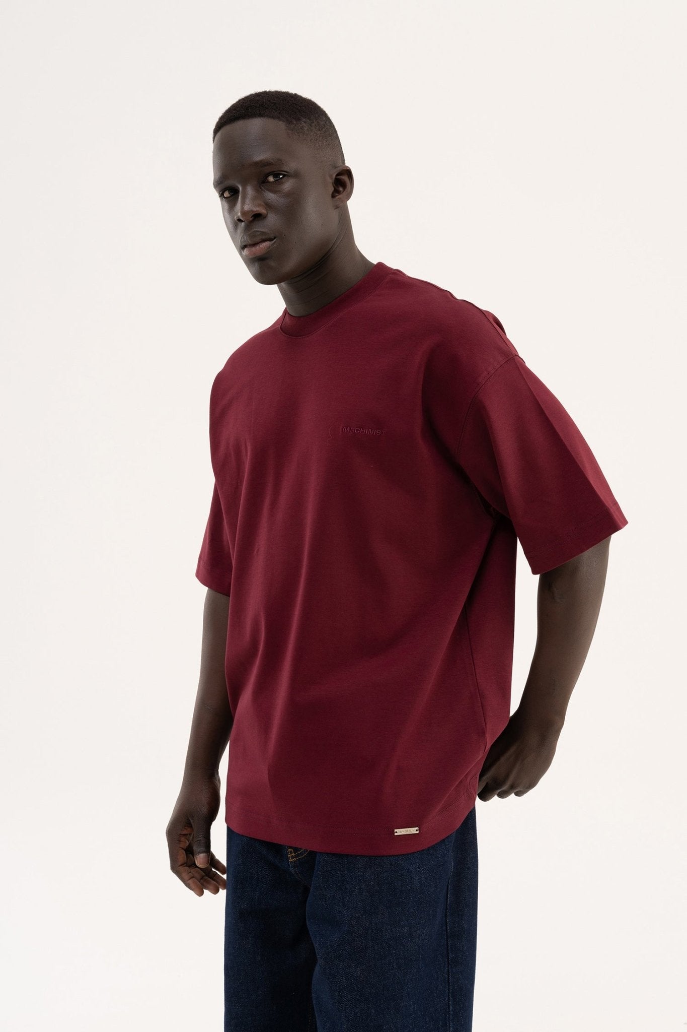 Erkek Basic Oversize Tişört Vişne